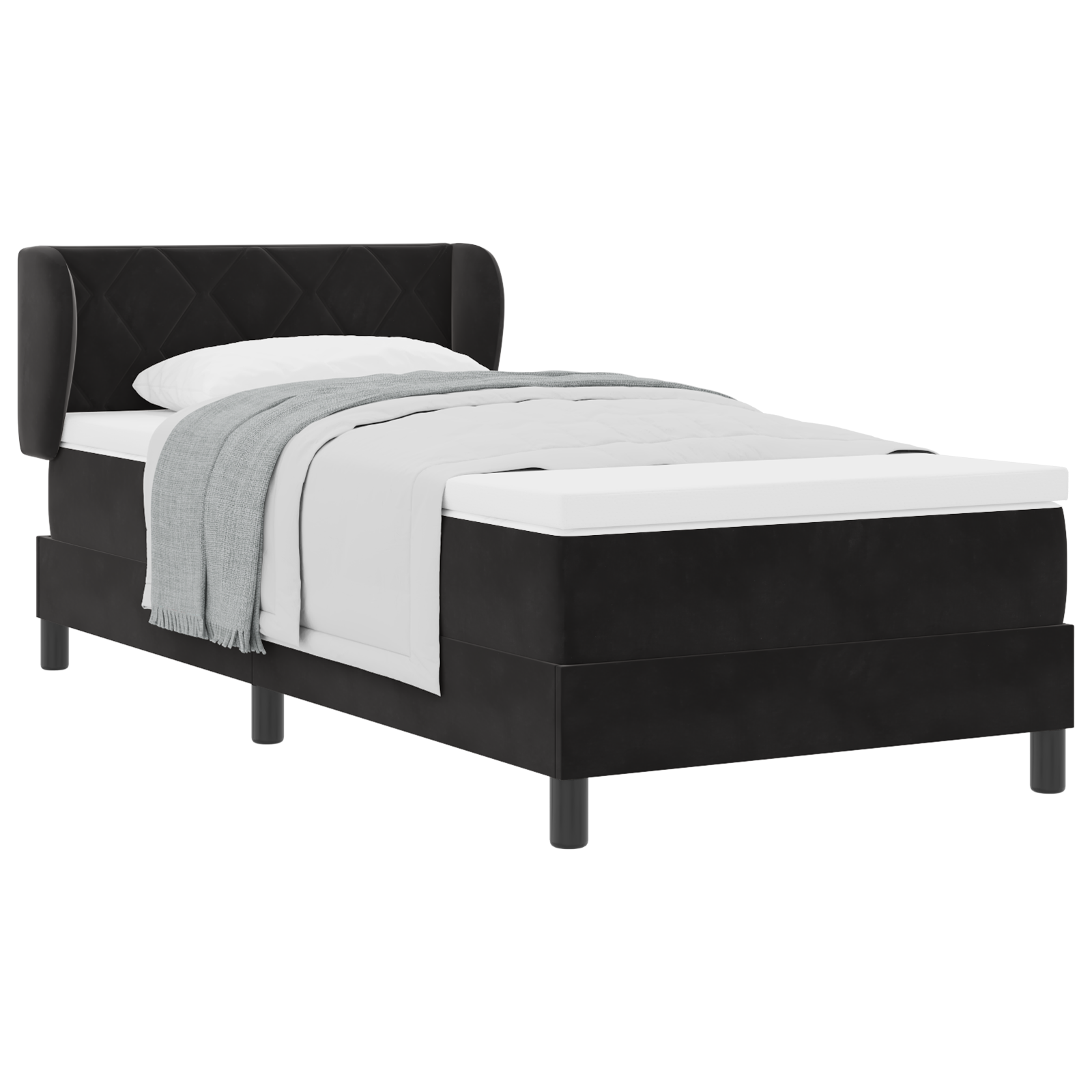 Pat cu arcuri vidaXL cu saltea Negru 90x200 cm Catifea