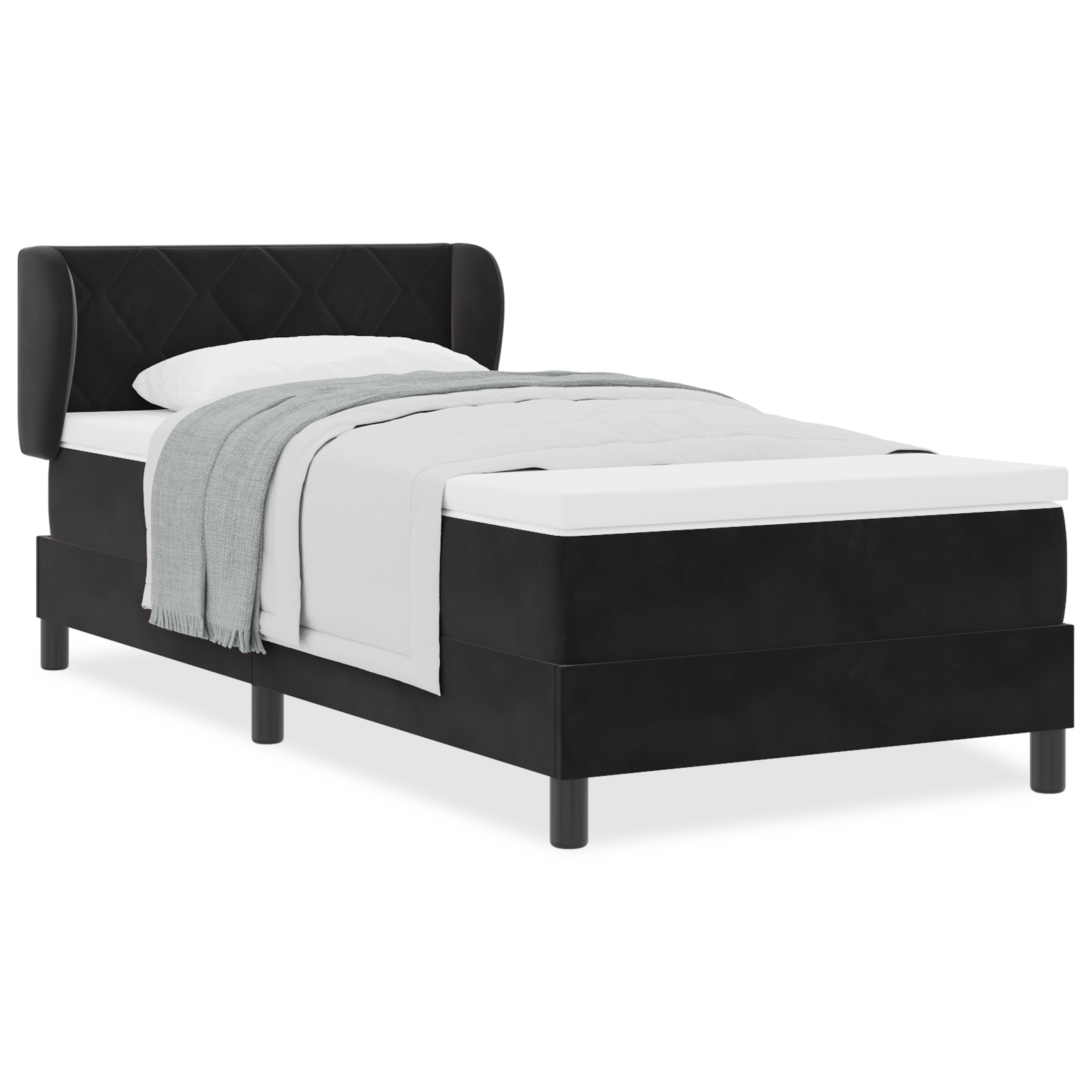 Pat cu arcuri vidaXL cu saltea Negru 90x200 cm Catifea