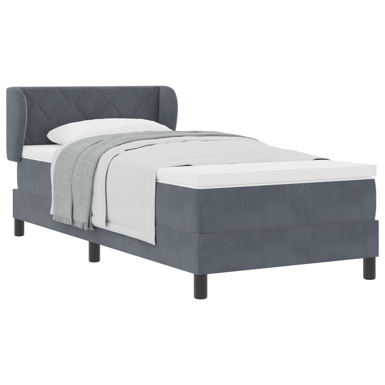 vidaXL Pat cu saltea cu arcuri Gri închis 80x200 cm Catifea Gri închis vidaXL Pat cu saltea cu arcuri Gri închis 80x200 cm Catifea Gri închis