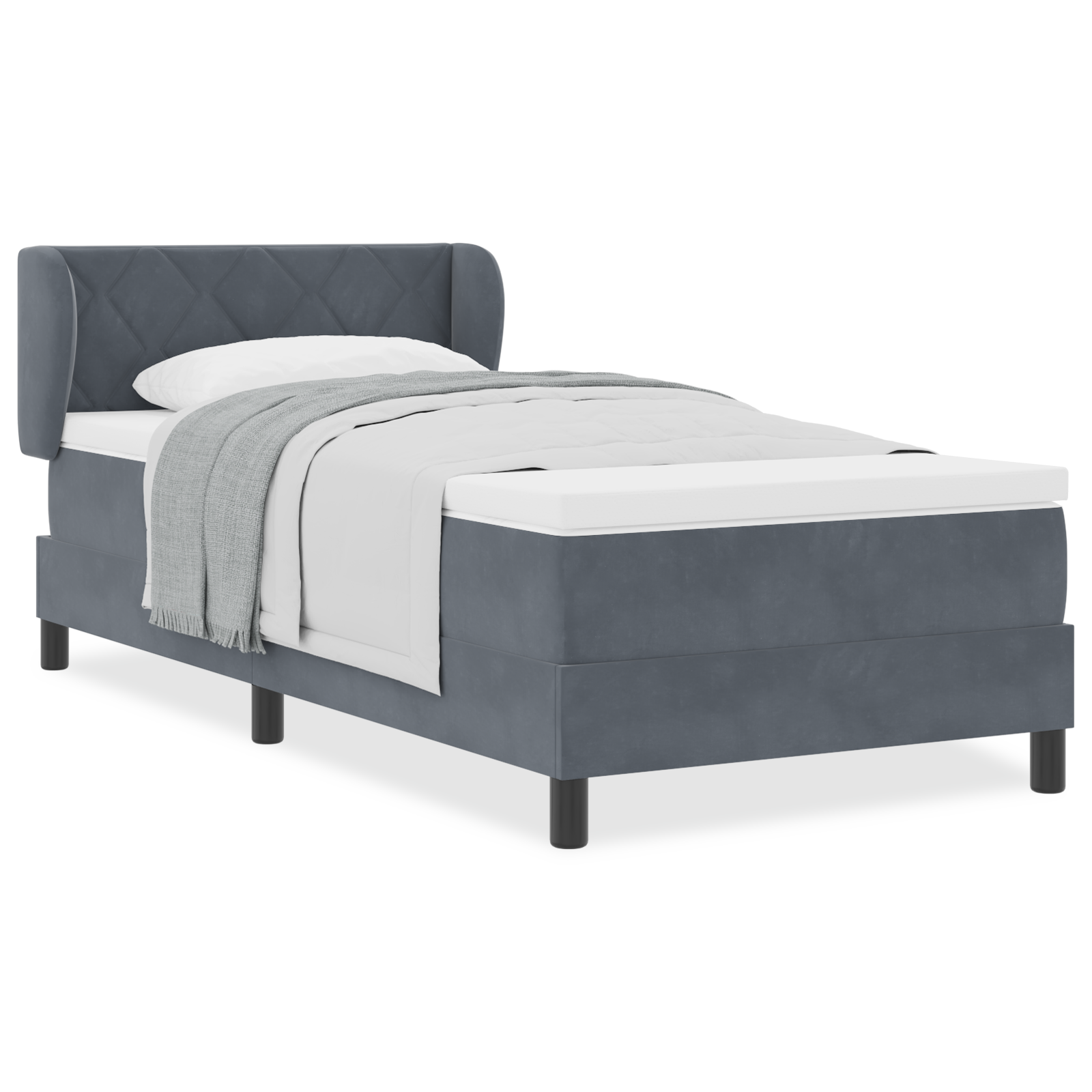 vidaXL Pat cu saltea cu arcuri Gri închis 80x200 cm Catifea Gri închis vidaXL Pat cu saltea cu arcuri Gri închis 80x200 cm Catifea Gri închis