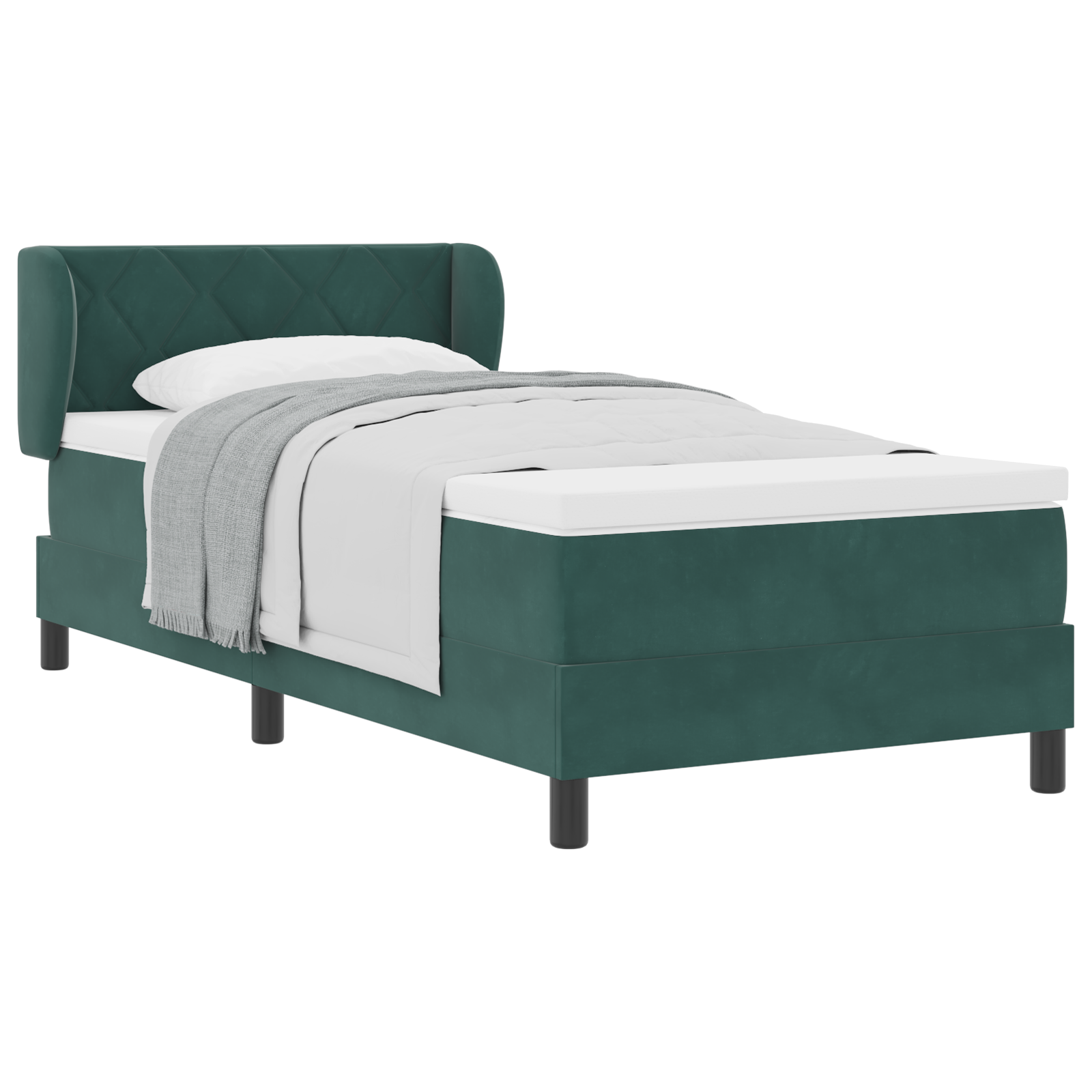 vidaXL Cadru box spring cu saltea verde închis 100x200 cm catifea