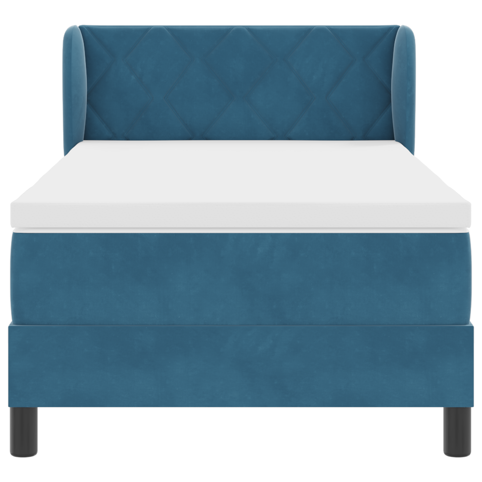 Pat cu saltea Box Spring vidaXL Albastru închis 100x200 cm Catifea Pat cu saltea Box Spring vidaXL Albastru închis 100x200 cm Catifea