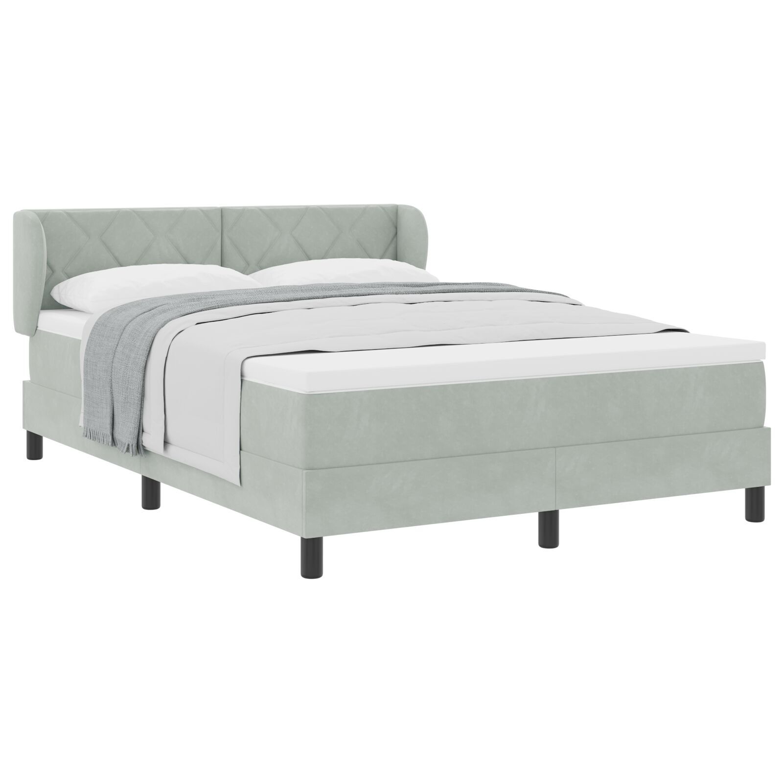 vidaXL Pat cu saltea cu arcuri Gri închis 80x200 cm Catifea cu saltea vidaXL Pat cu saltea cu arcuri Gri închis 80x200 cm Catifea cu saltea