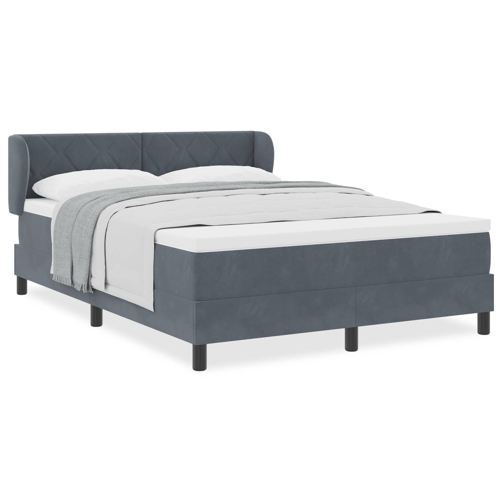 vidaXL Pat cu saltea cu arcuri Gri închis 80x200 cm Catifea Gri închis vidaXL Pat cu saltea cu arcuri Gri închis 80x200 cm Catifea Gri închis