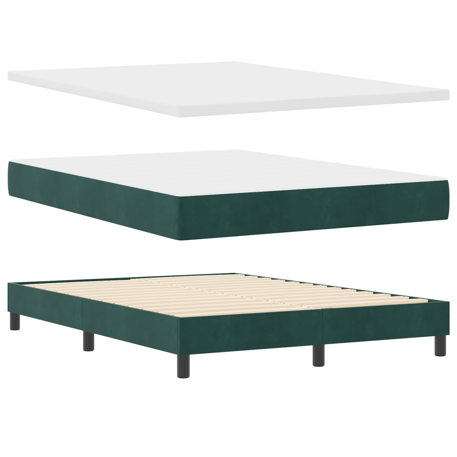 Pat Box cu Saltea vidaXL Verde închis 140x200 cm Catifea Pat Box cu Saltea vidaXL Verde închis 140x200 cm Catifea