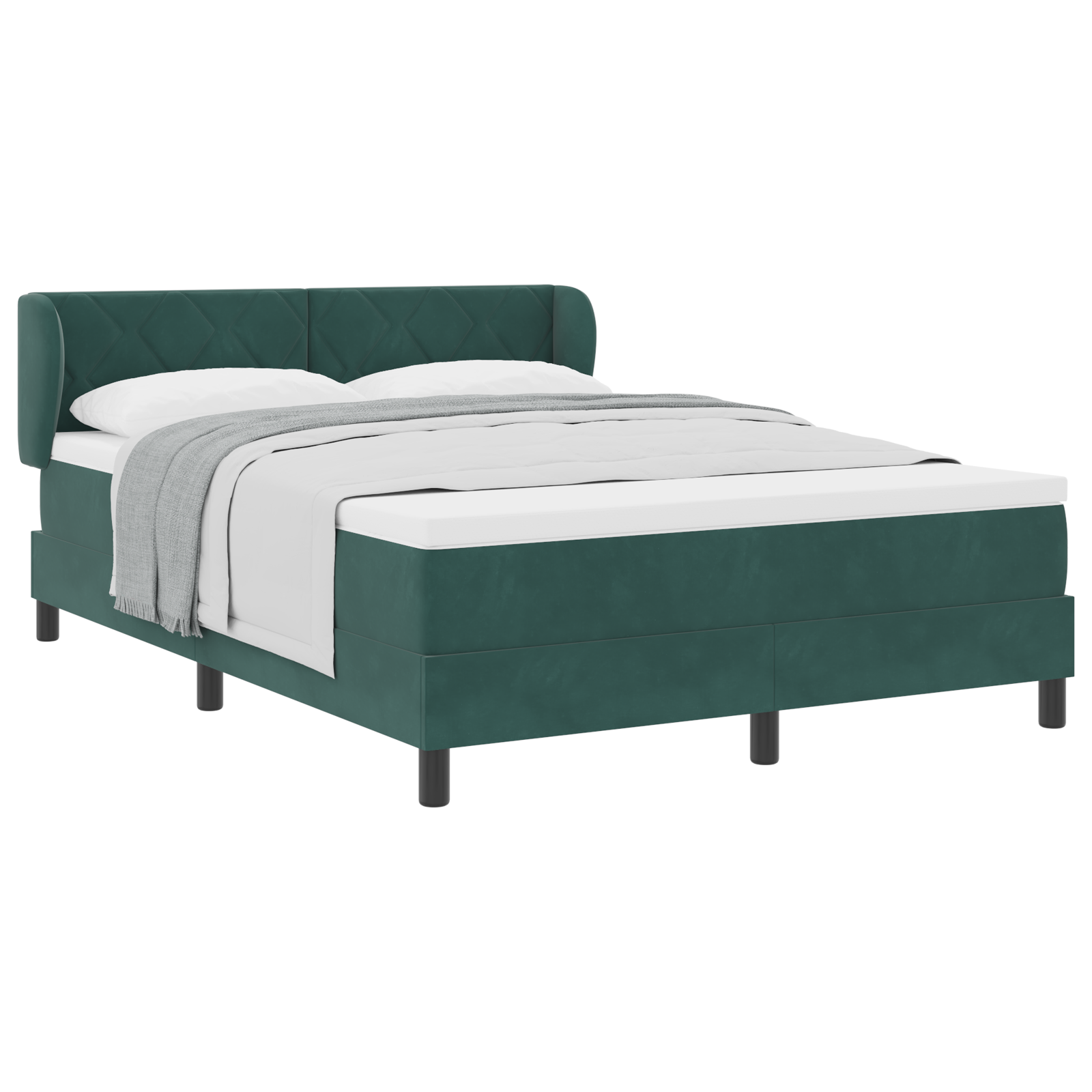 Pat Box cu Saltea vidaXL Verde închis 140x200 cm Catifea Pat Box cu Saltea vidaXL Verde închis 140x200 cm Catifea