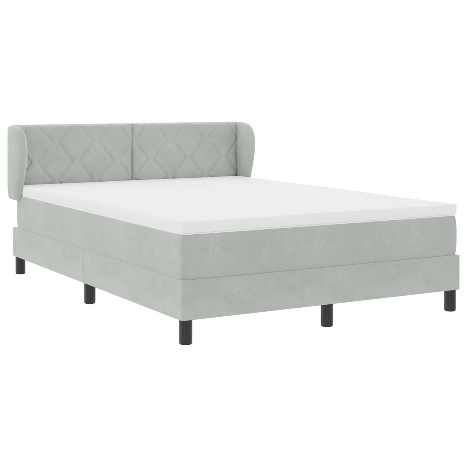 Pat cu saltea vidaXL Light Grey 160x200 cm Catifea Pat cu saltea vidaXL Light Grey 160x200 cm Catifea