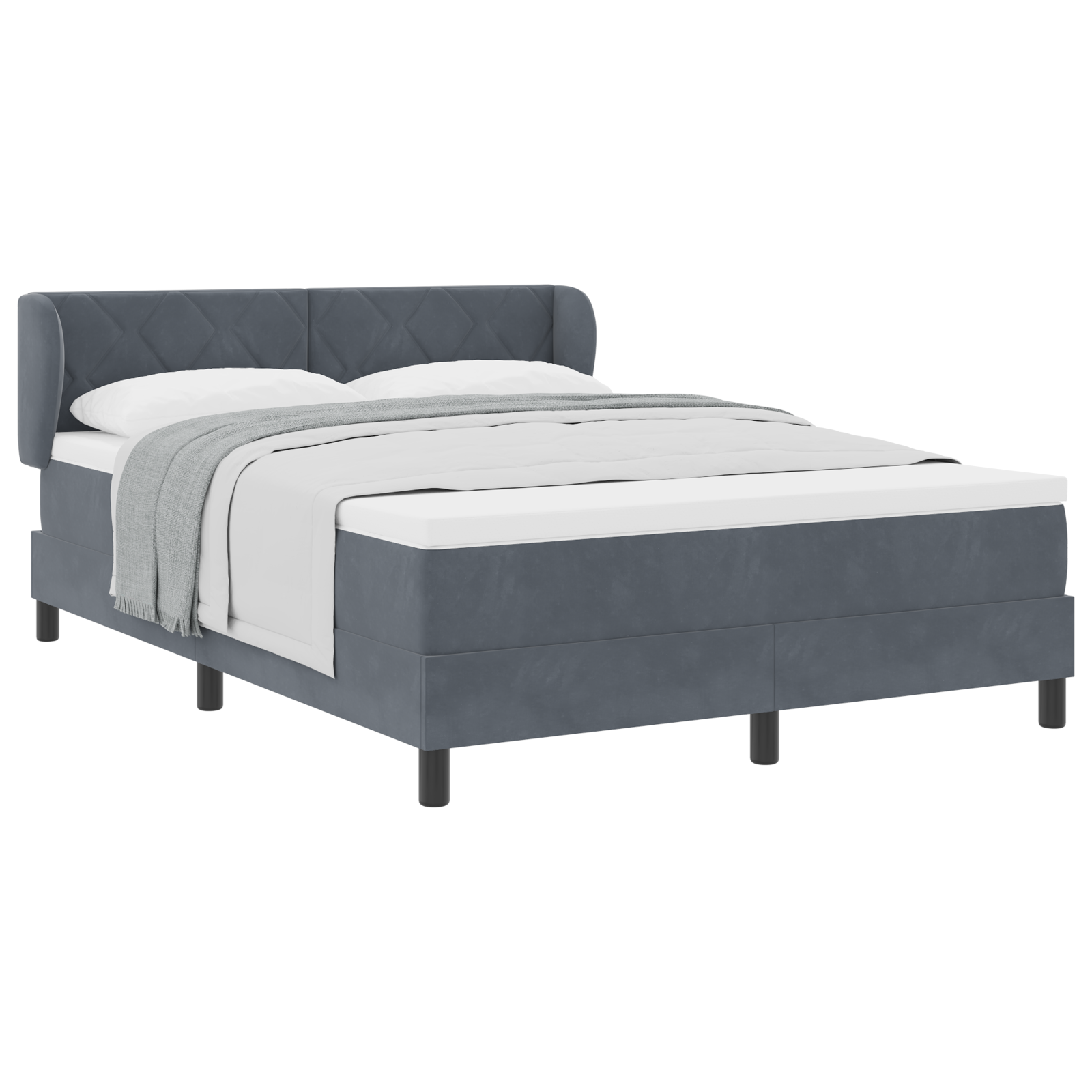 vidaXL Pat cu saltea cu arcuri Gri închis 80x200 cm Catifea Gri închis vidaXL Pat cu saltea cu arcuri Gri închis 80x200 cm Catifea Gri închis