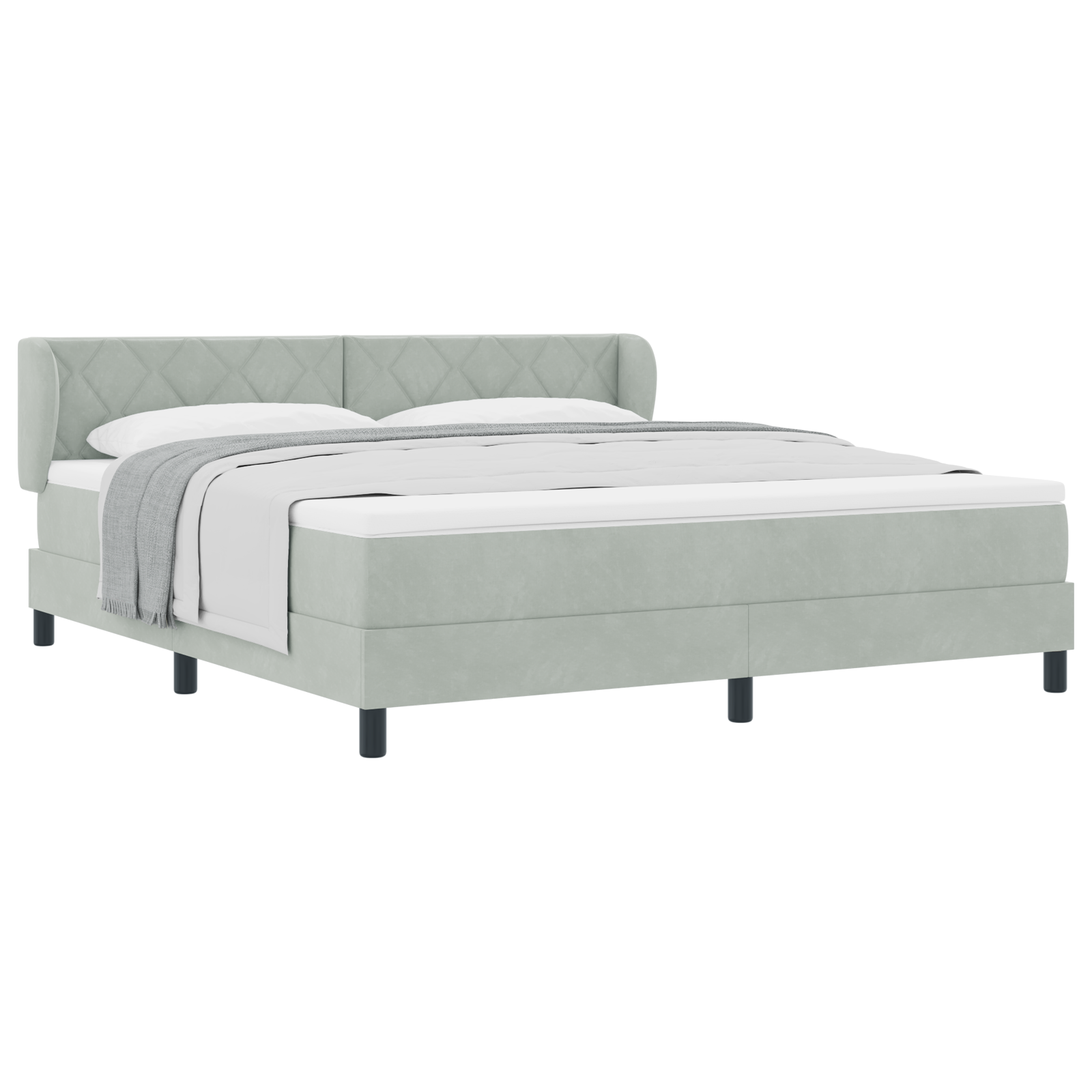 vidaXL Pat cu saltea cu arcuri Gri închis 80x200 cm Catifea cu saltea