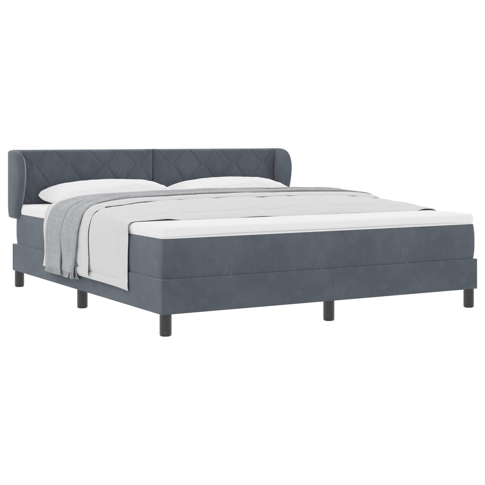 vidaXL Pat cu saltea cu arcuri Gri închis 80x200 cm Catifea Gri închis vidaXL Pat cu saltea cu arcuri Gri închis 80x200 cm Catifea Gri închis