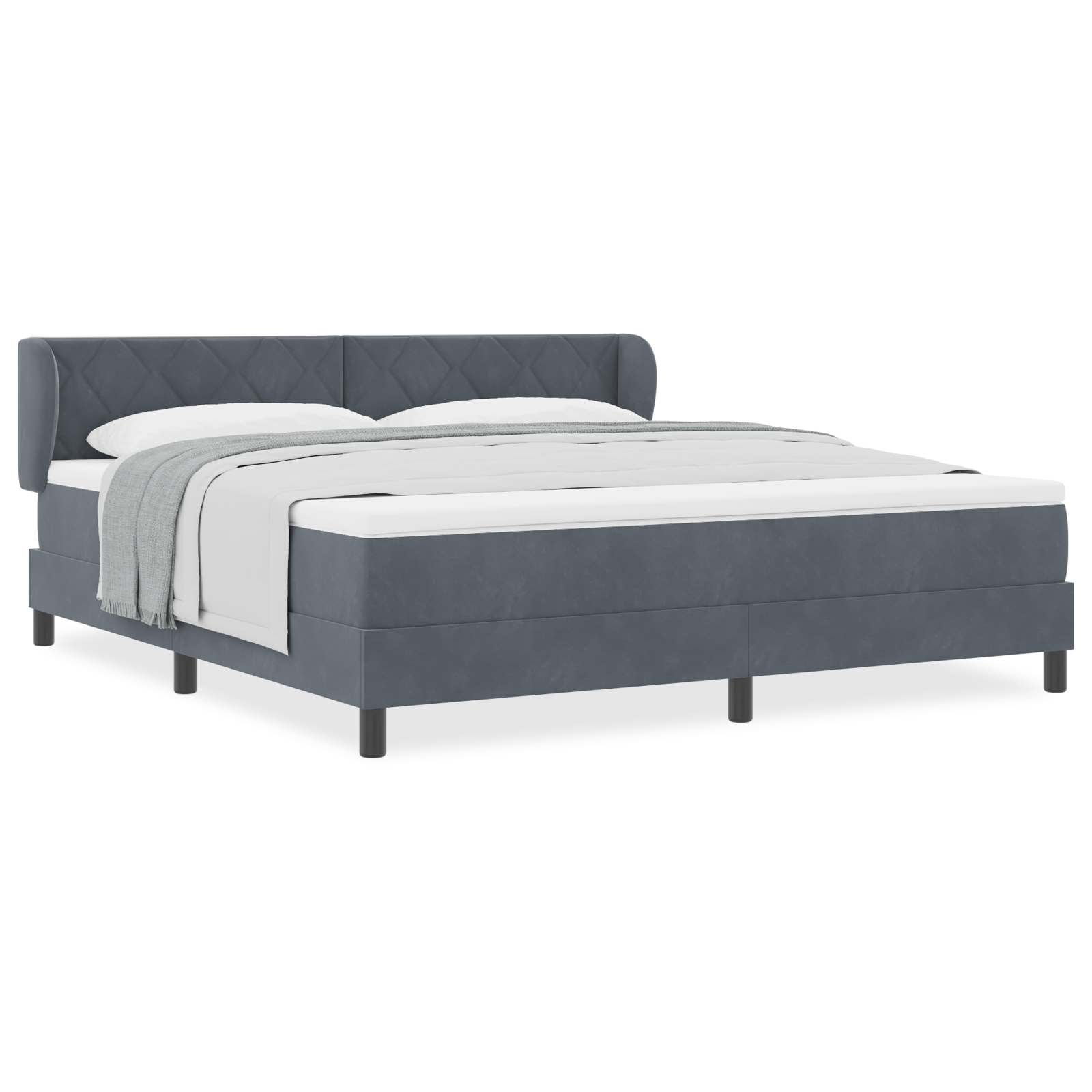 vidaXL Pat cu saltea cu arcuri Gri închis 80x200 cm Catifea Gri închis vidaXL Pat cu saltea cu arcuri Gri închis 80x200 cm Catifea Gri închis