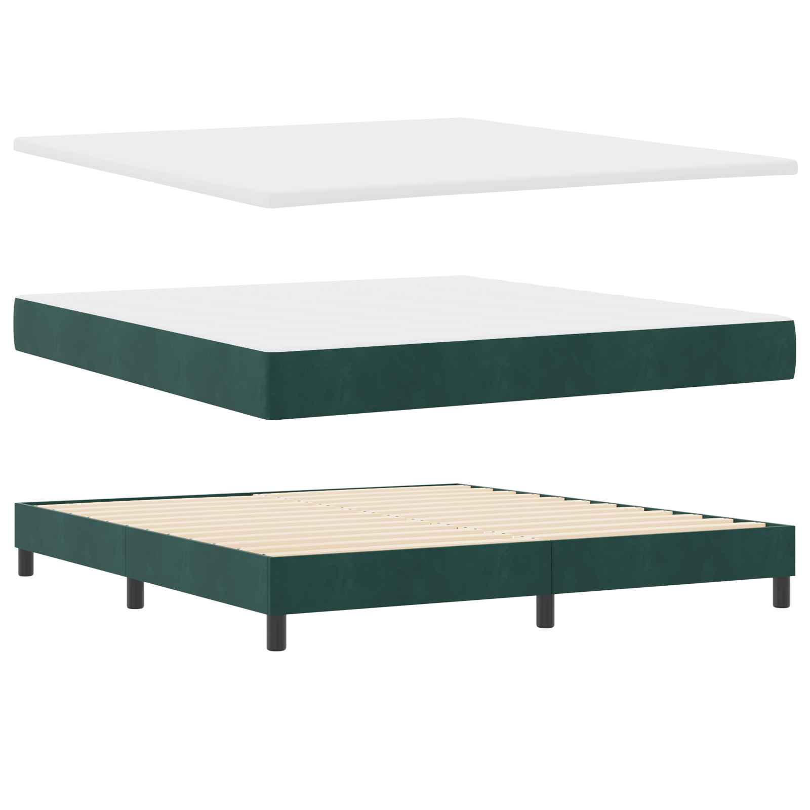 Pat Box Spring vidaXL cu Saltea Verde Întunecat 180x200 cm Catifea Pat Box Spring vidaXL cu Saltea Verde Întunecat 180x200 cm Catifea