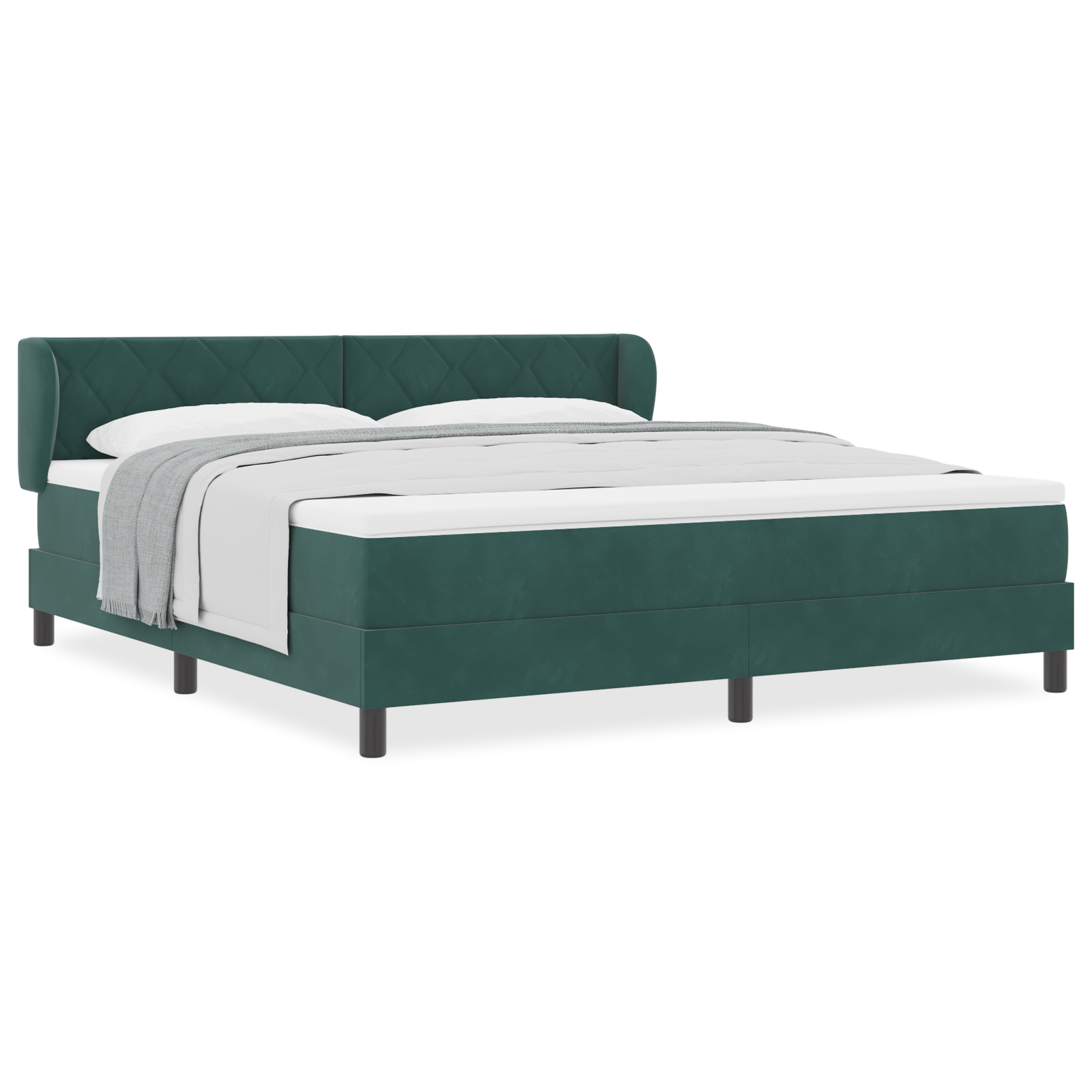 Pat Box Spring vidaXL cu Saltea Verde Întunecat 180x200 cm Catifea Pat Box Spring vidaXL cu Saltea Verde Întunecat 180x200 cm Catifea