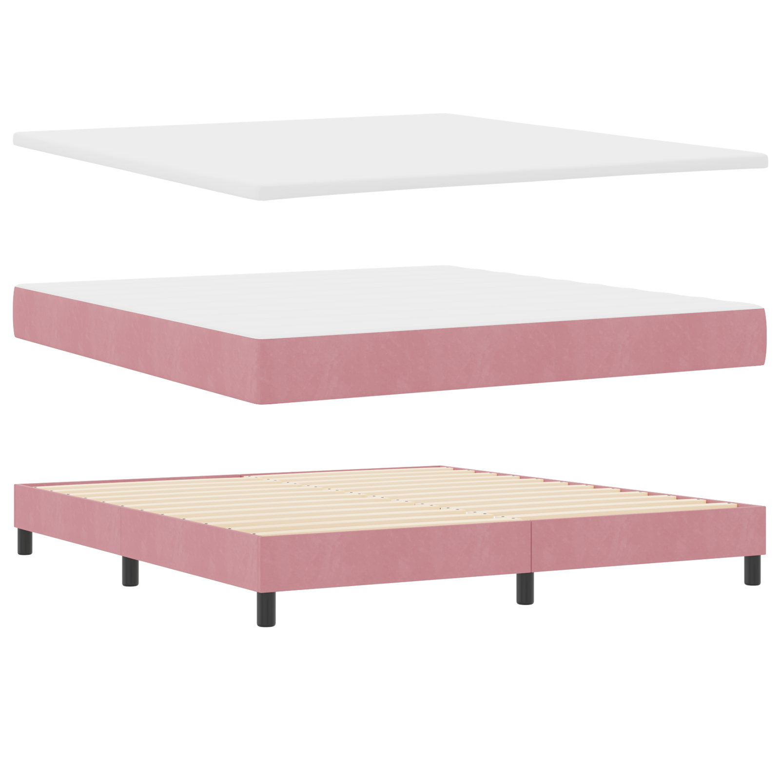 vidaXL Pat cu saltea cu arcuri Gri închis 80x200 cm Catifea Roz vidaXL Pat cu saltea cu arcuri Gri închis 80x200 cm Catifea Roz