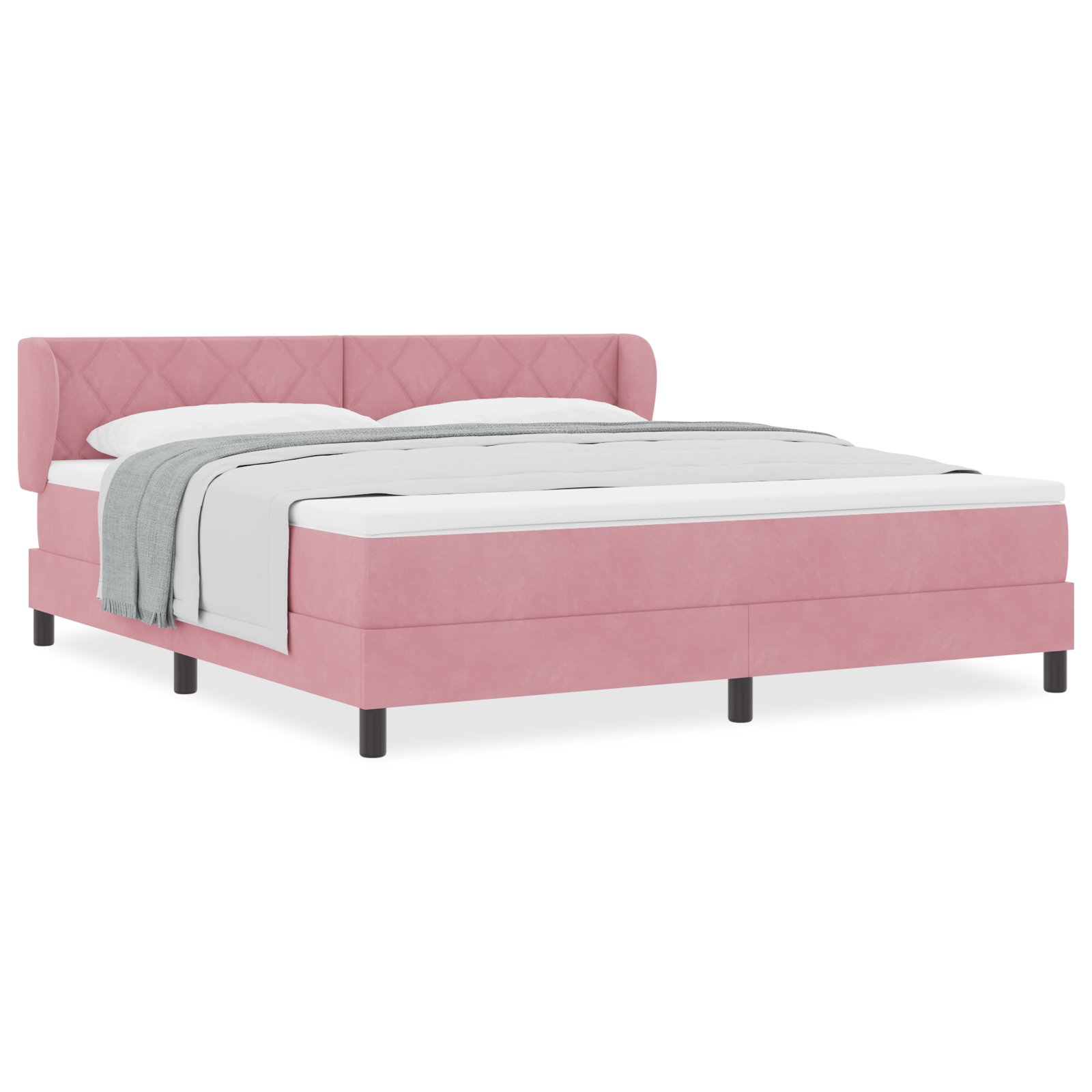 vidaXL Pat cu saltea cu arcuri Gri închis 80x200 cm Catifea Roz vidaXL Pat cu saltea cu arcuri Gri închis 80x200 cm Catifea Roz