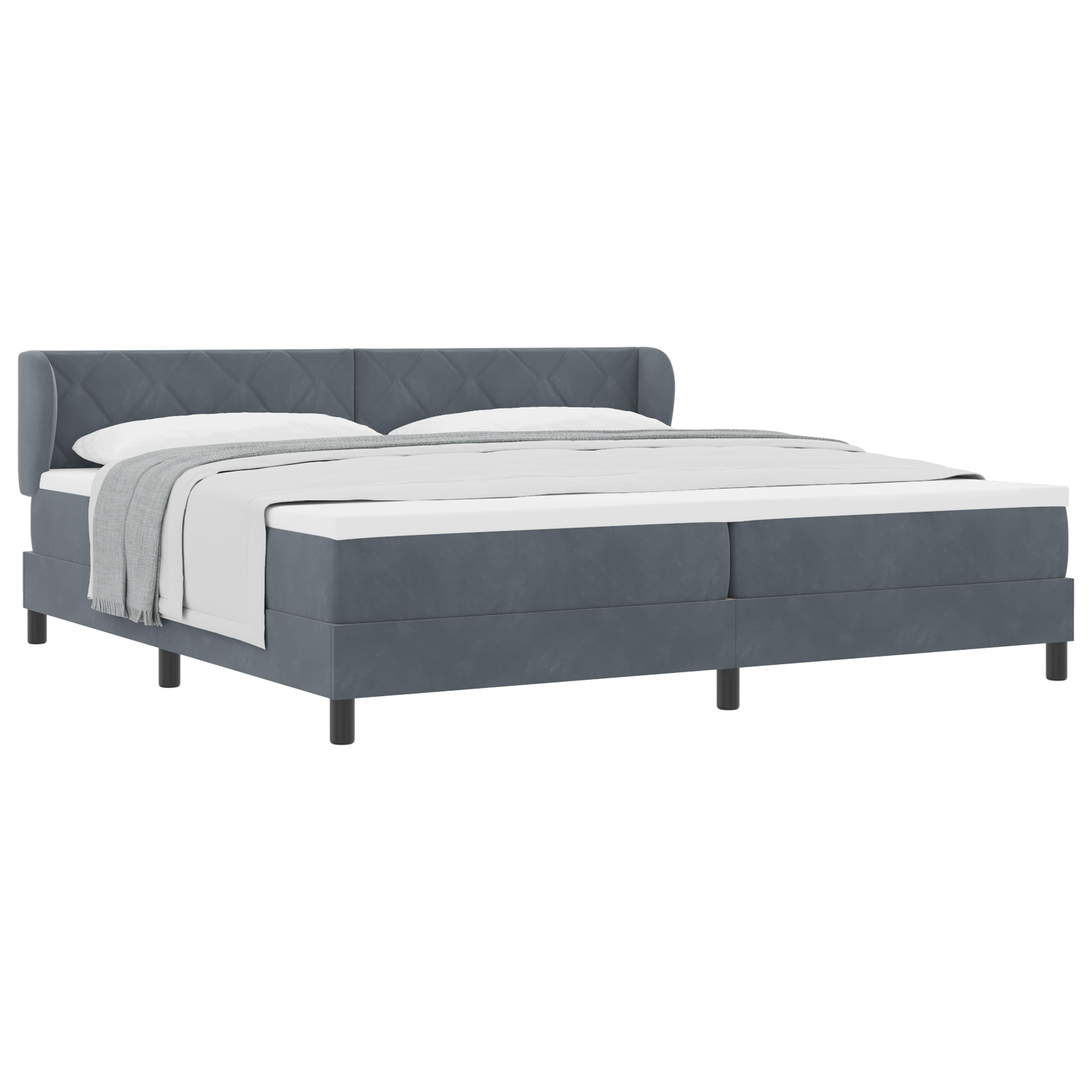 vidaXL Pat cu saltea cu arcuri Gri închis 80x200 cm Catifea Gri închis