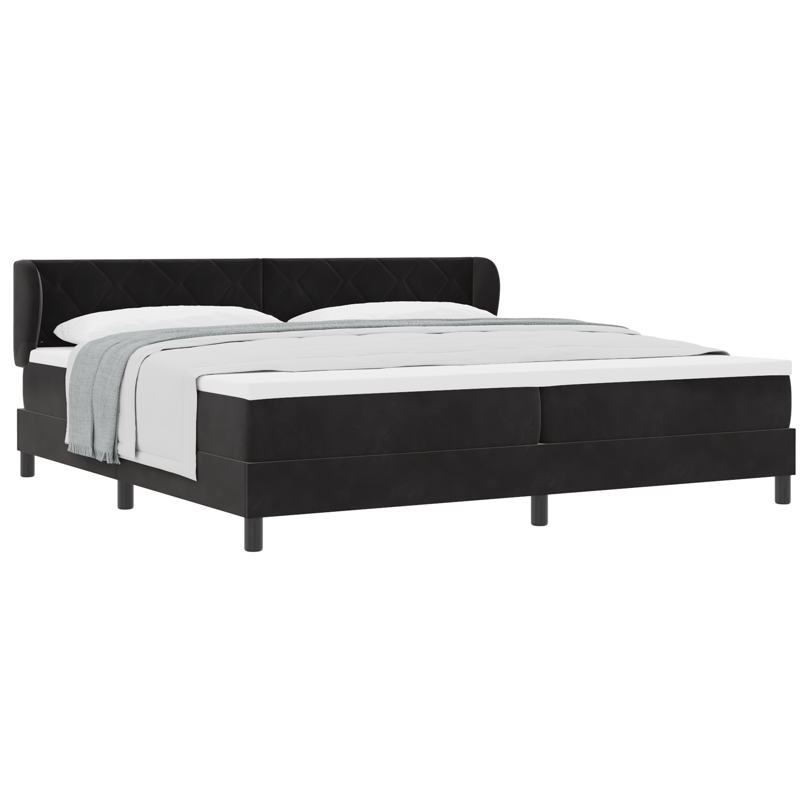 vidaXL Pat cu saltea cu arcuri Gri închis 80x200 cm Catifea Negru
