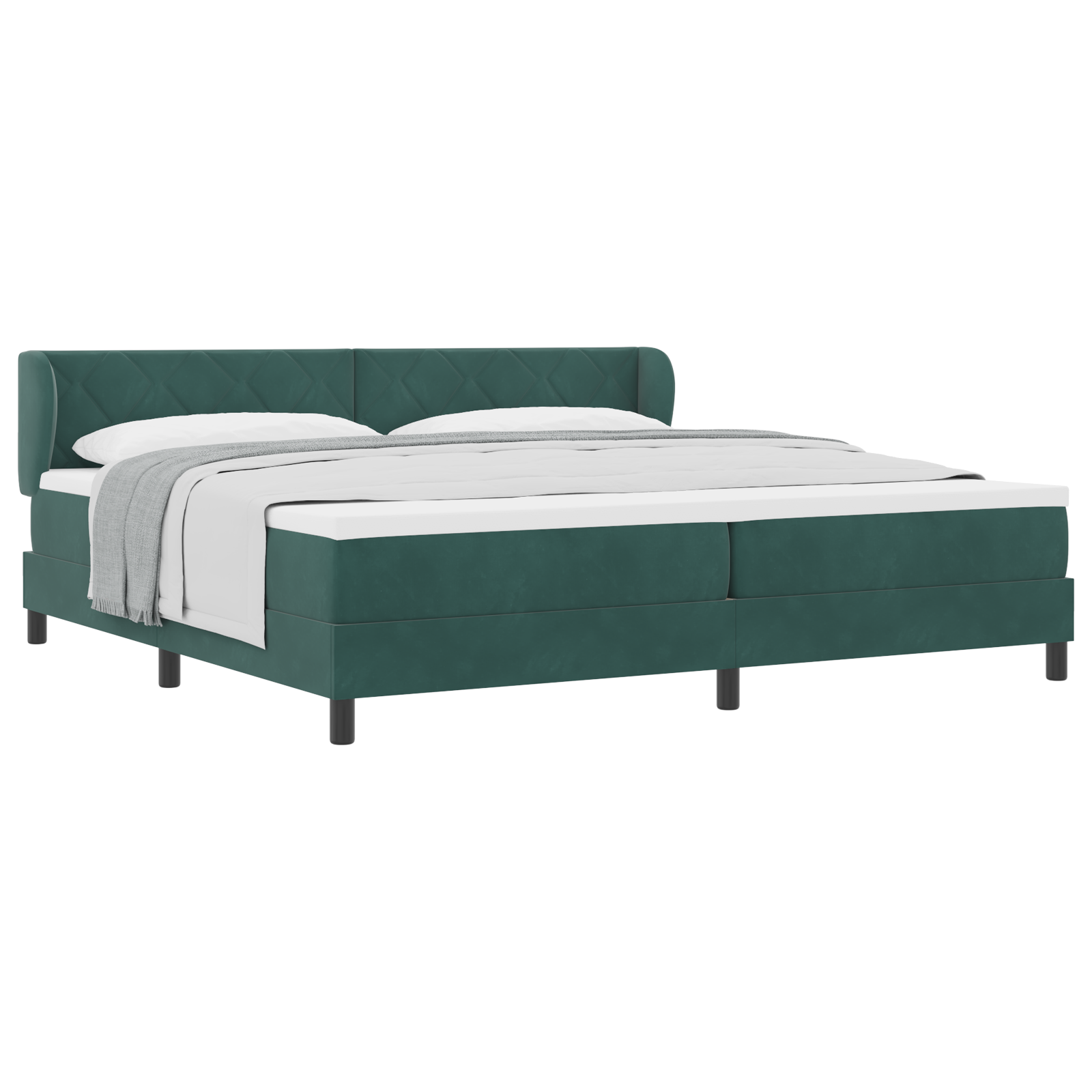 Pat Box Spring vidaXL cu saltea verde închis 200x200 cm din catifea Pat Box Spring vidaXL cu saltea verde închis 200x200 cm din catifea
