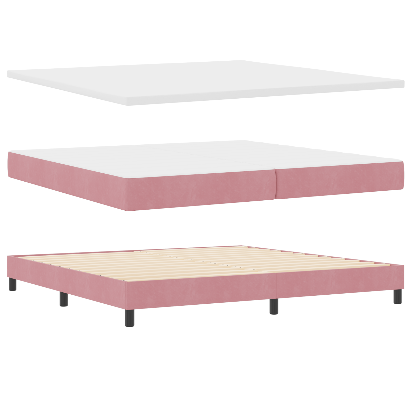 vidaXL Pat cu saltea cu arcuri Gri închis 80x200 cm Catifea Roz vidaXL Pat cu saltea cu arcuri Gri închis 80x200 cm Catifea Roz
