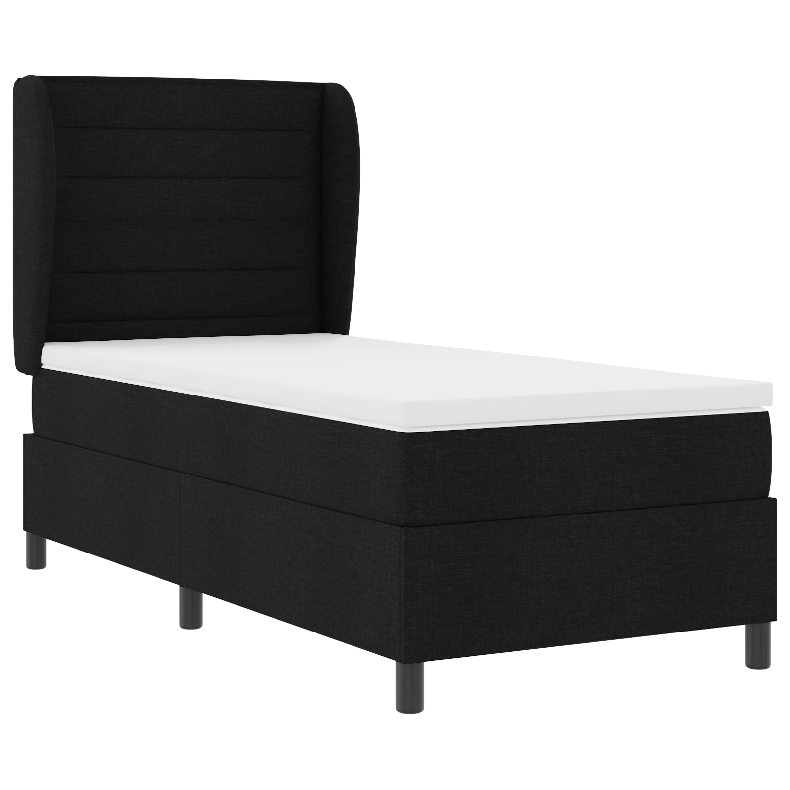 vidaXL Pat cu arcuri cu saltea Negru 100 x 200 cm țesătură vidaXL Pat cu arcuri cu saltea Negru 100 x 200 cm țesătură