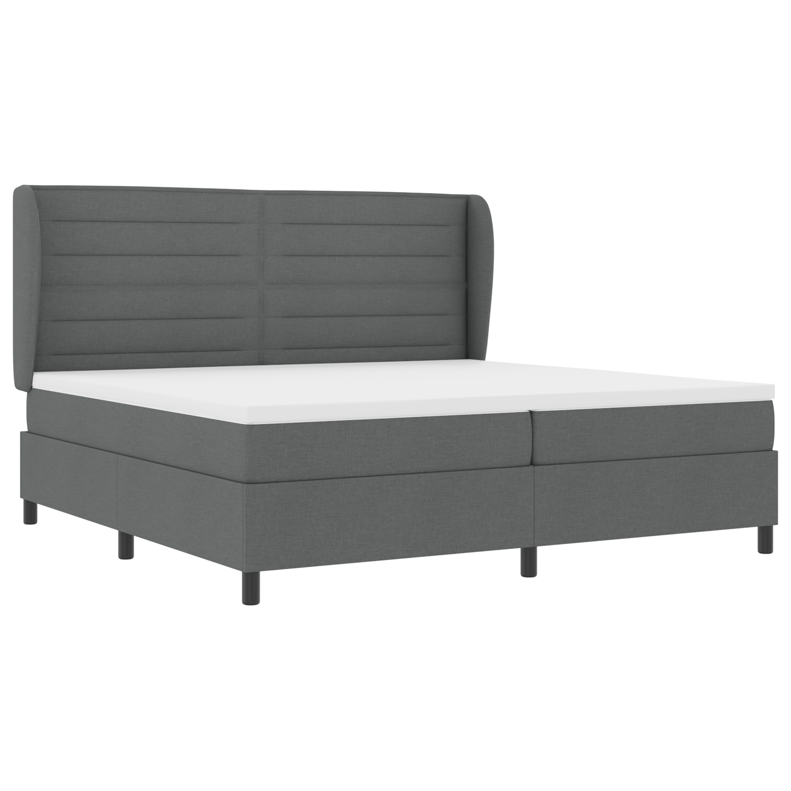 vidaXL Pat cu arcuri cu saltea Gri închis 200 x 200 cm țesătură vidaXL Pat cu arcuri cu saltea Gri închis 200 x 200 cm țesătură