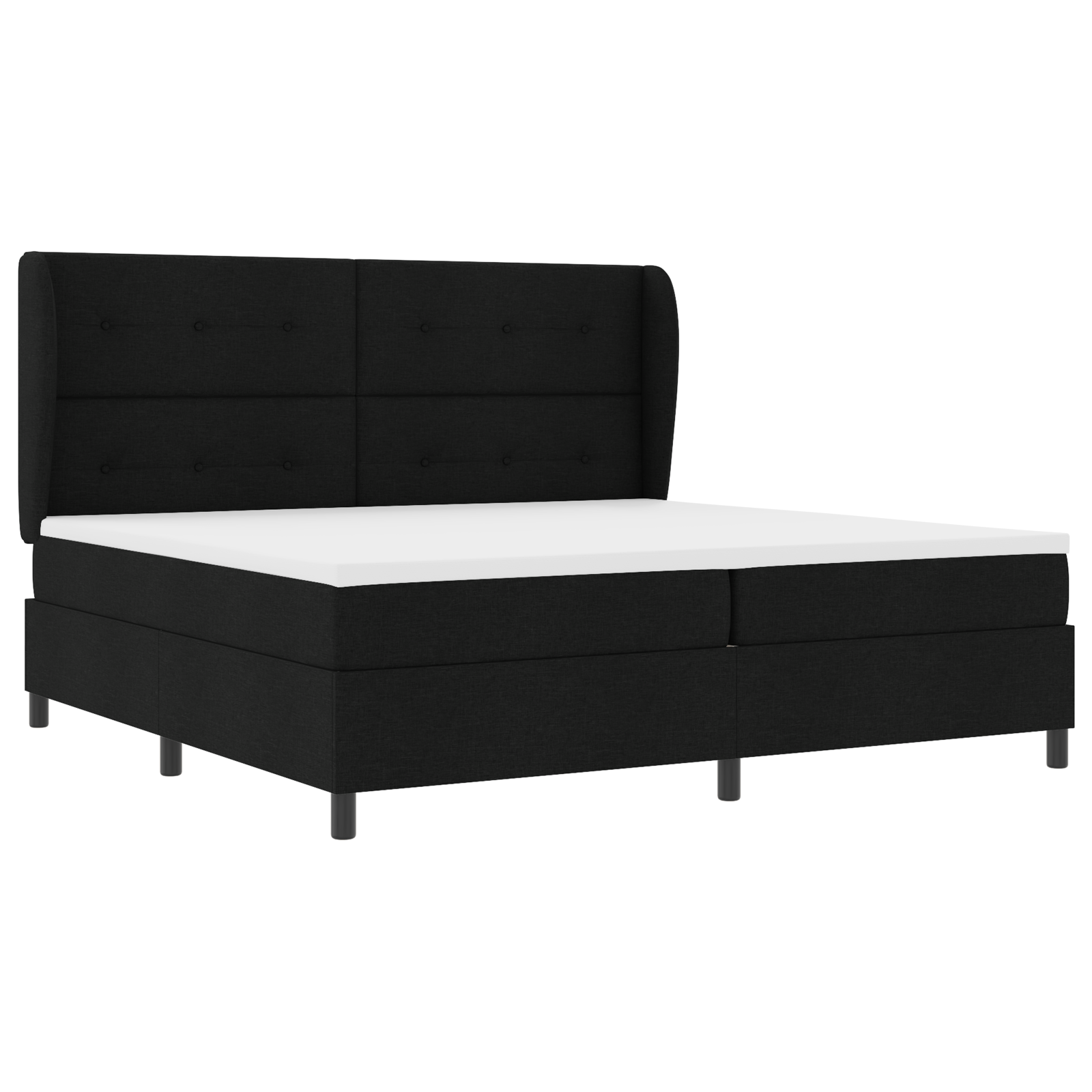 vidaXL Pat cu arcuri cu saltea Negru 200 x 200 cm țesătură vidaXL Pat cu arcuri cu saltea Negru 200 x 200 cm țesătură