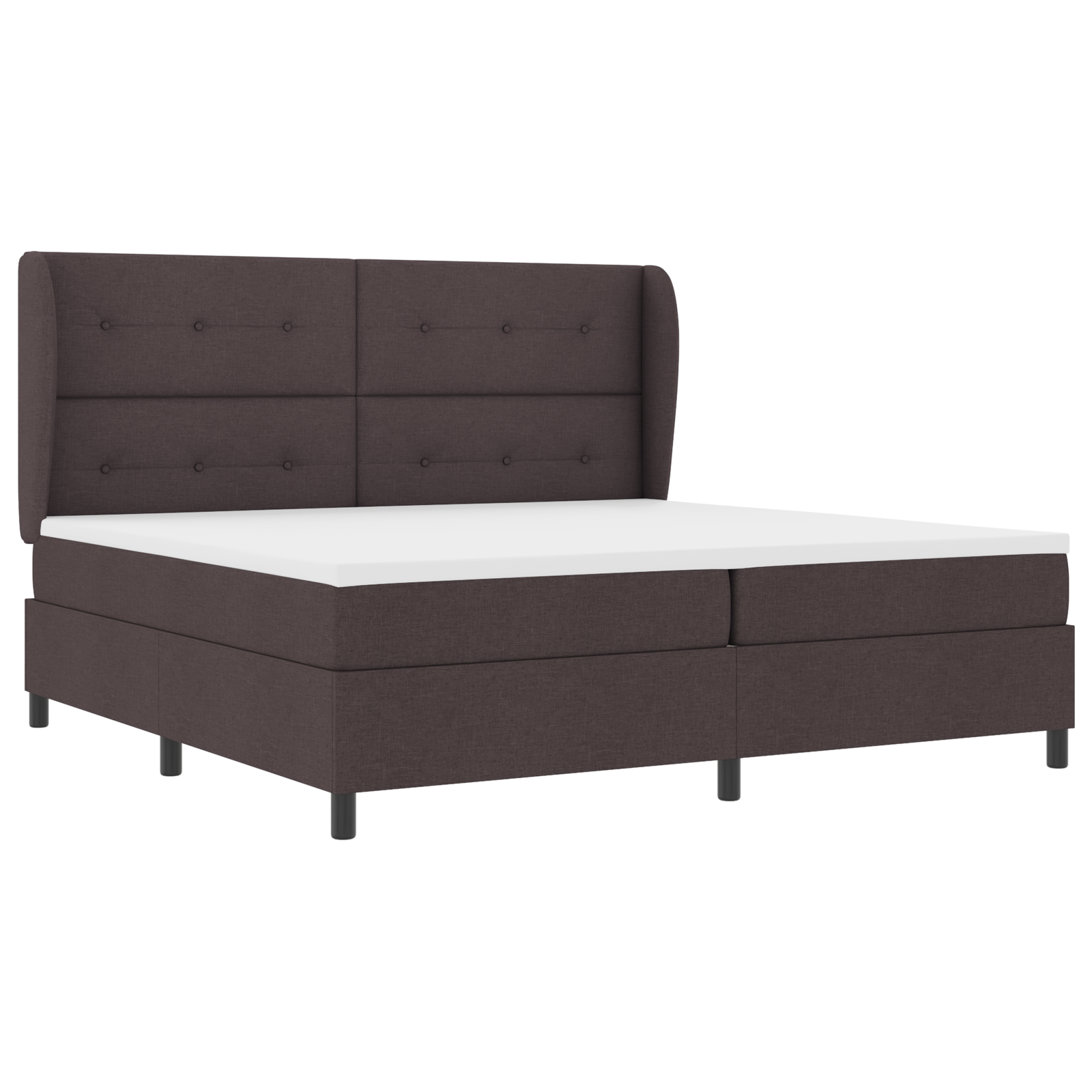 vidaXL Pat cu arcuri cu saltea Maro închis 200 x 200 cm țesătură vidaXL Pat cu arcuri cu saltea Maro închis 200 x 200 cm țesătură