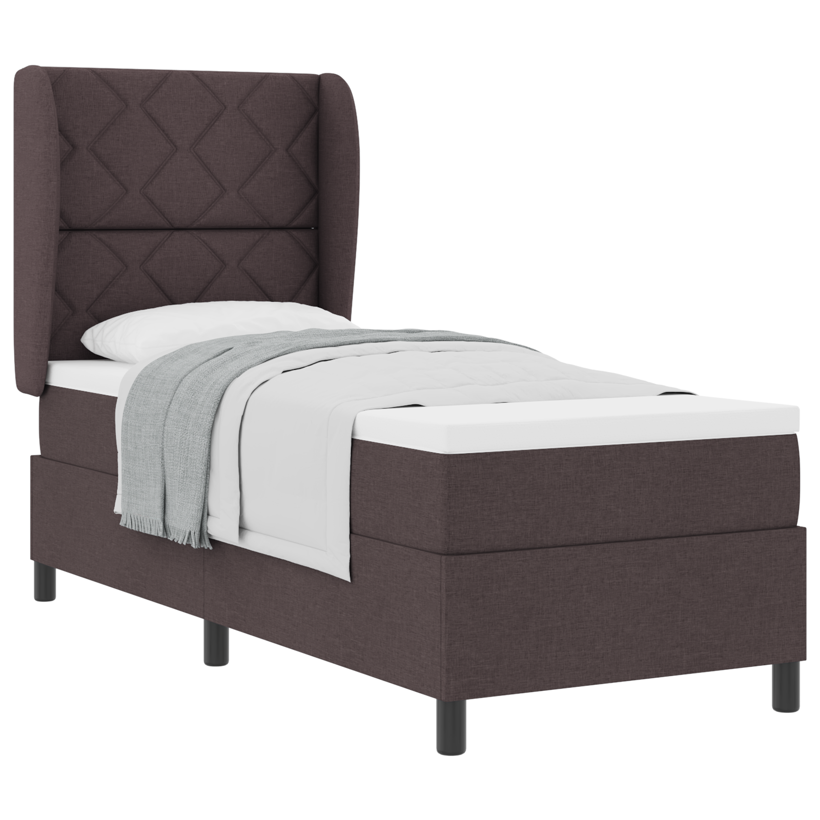vidaXL Pat cu arcuri cu saltea Maro închis 80 x 200 cm țesătură vidaXL Pat cu arcuri cu saltea Maro închis 80 x 200 cm țesătură