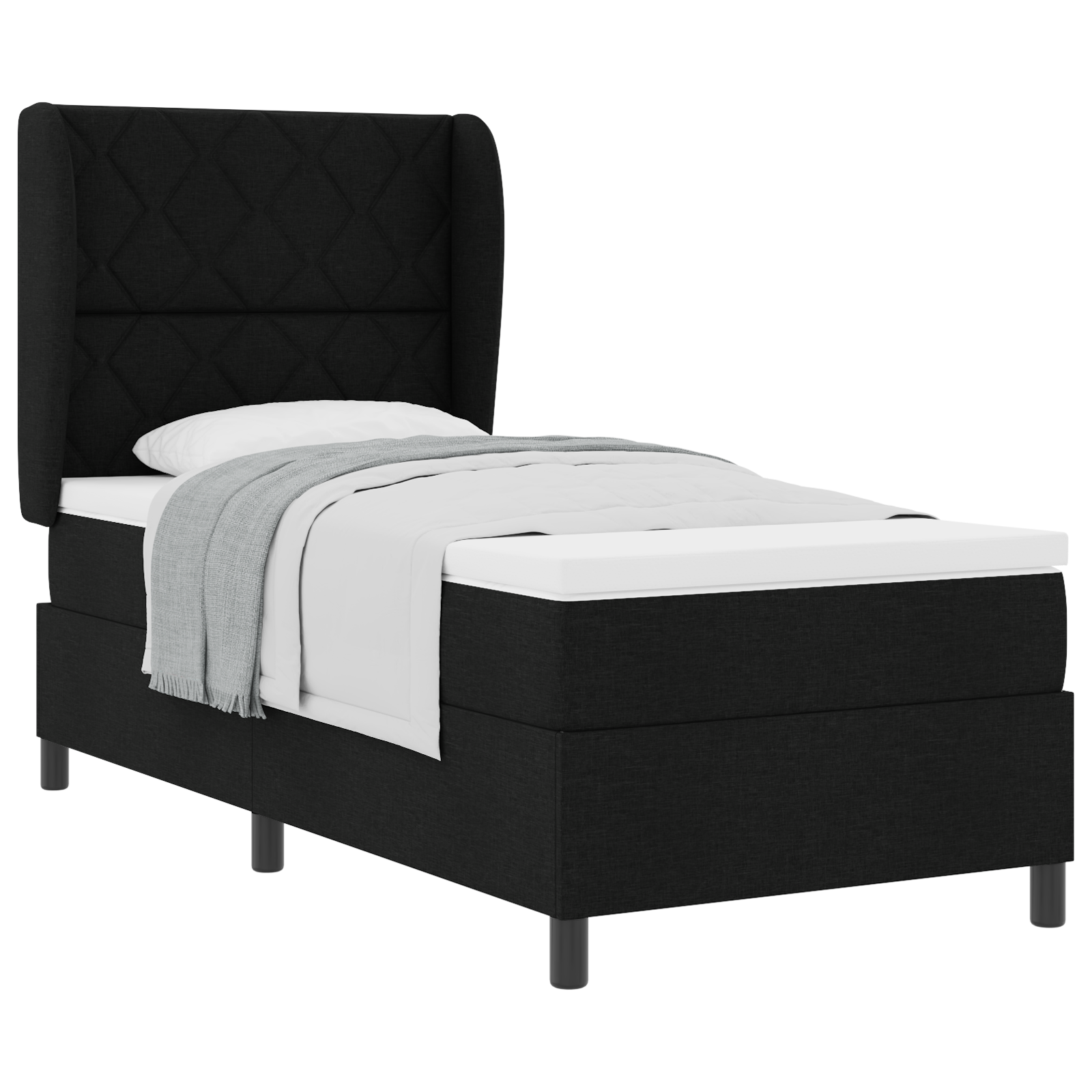 vidaXL Pat cu arcuri cu saltea Negru 100 x 200 cm țesătură vidaXL Pat cu arcuri cu saltea Negru 100 x 200 cm țesătură