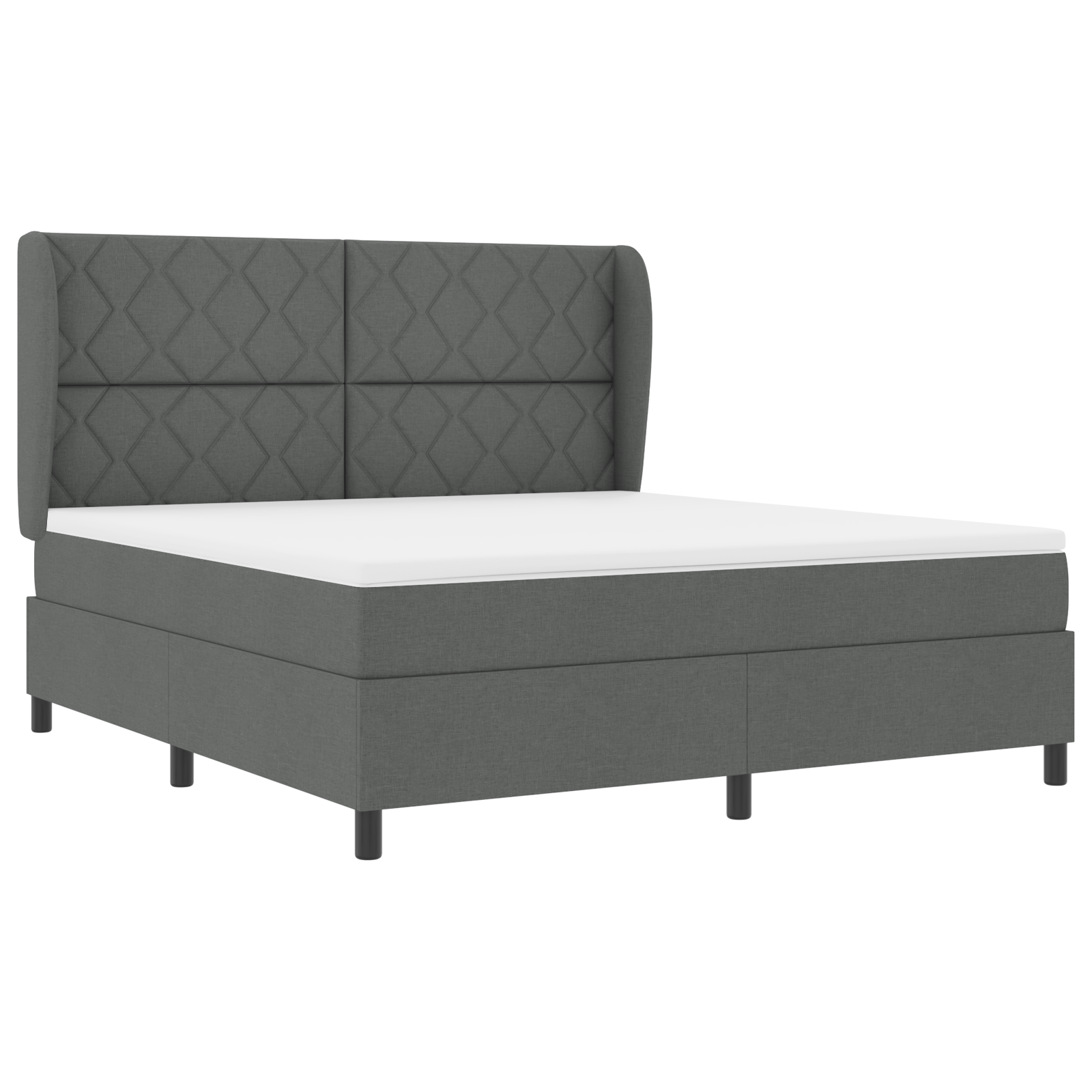 vidaXL Pat cu arcuri cu saltea Gri închis 180 x 200 cm țesătură vidaXL Pat cu arcuri cu saltea Gri închis 180 x 200 cm țesătură