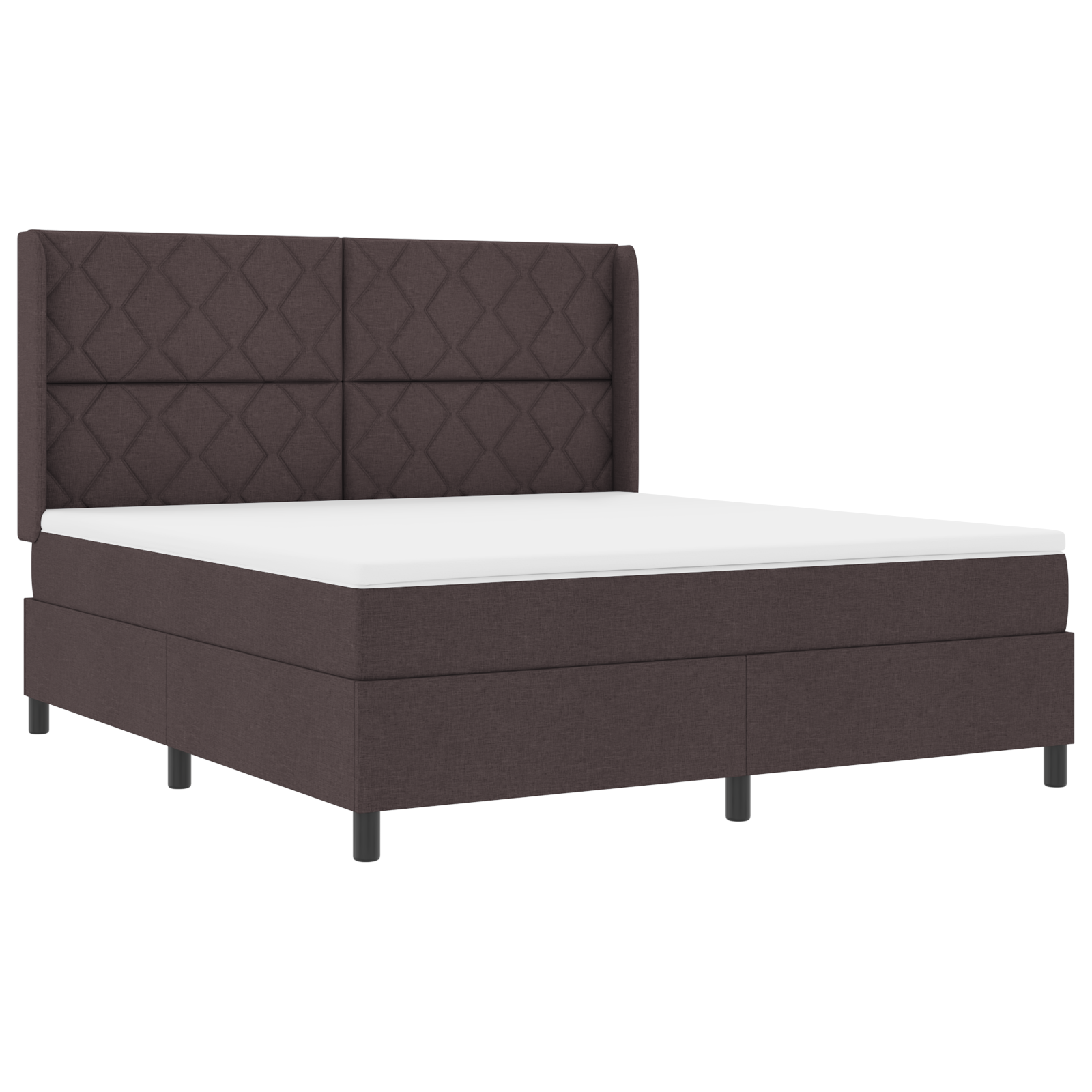vidaXL Pat cu arcuri cu saltea Maro închis 180 x 200 cm țesătură vidaXL Pat cu arcuri cu saltea Maro închis 180 x 200 cm țesătură
