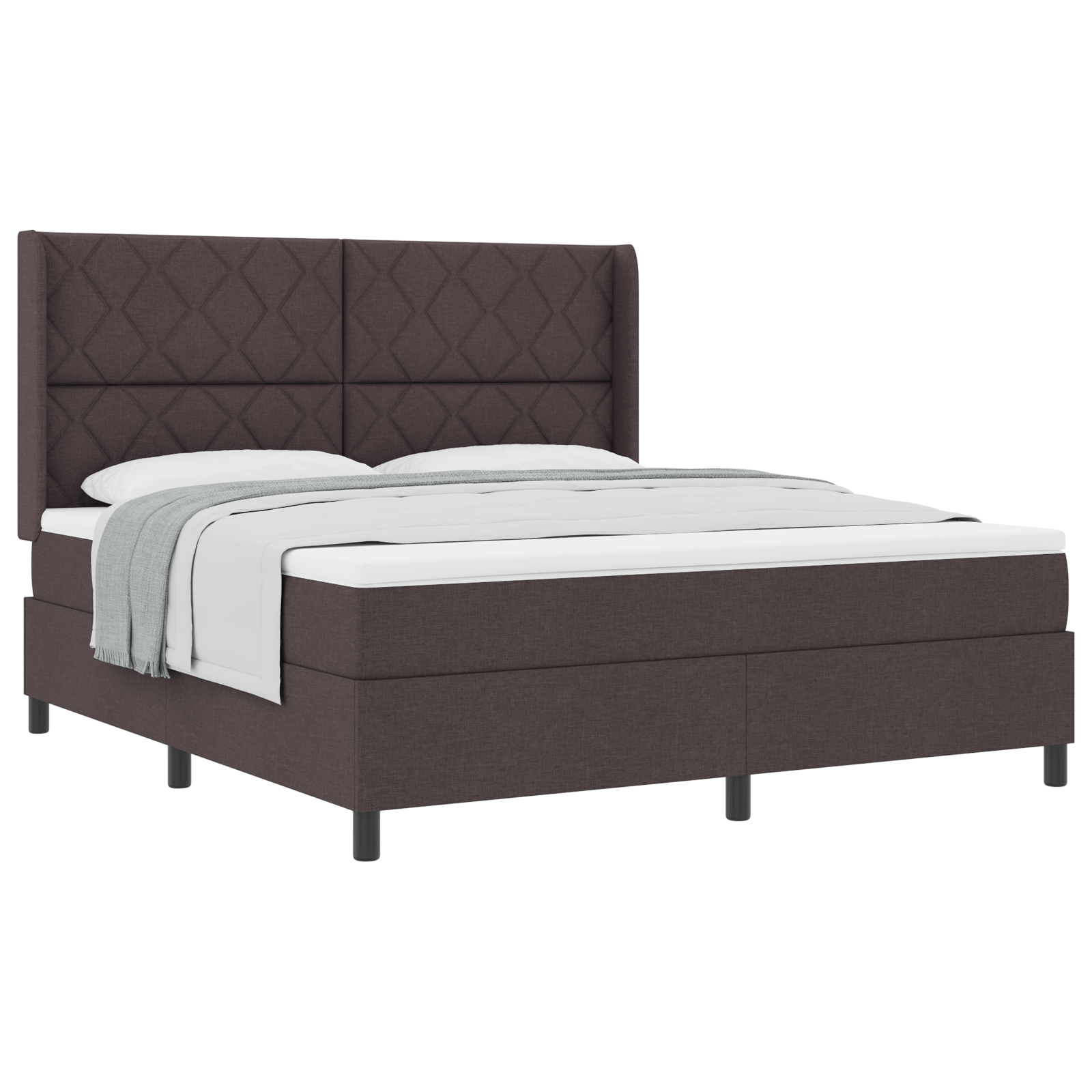 vidaXL Pat cu arcuri cu saltea Maro închis 180 x 200 cm țesătură vidaXL Pat cu arcuri cu saltea Maro închis 180 x 200 cm țesătură