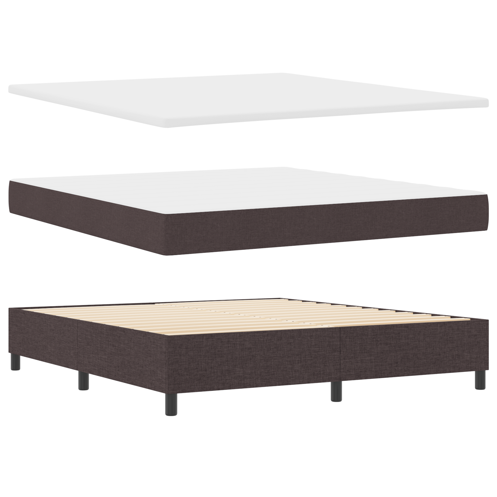 vidaXL Pat cu arcuri cu saltea Maro închis 180 x 200 cm țesătură vidaXL Pat cu arcuri cu saltea Maro închis 180 x 200 cm țesătură
