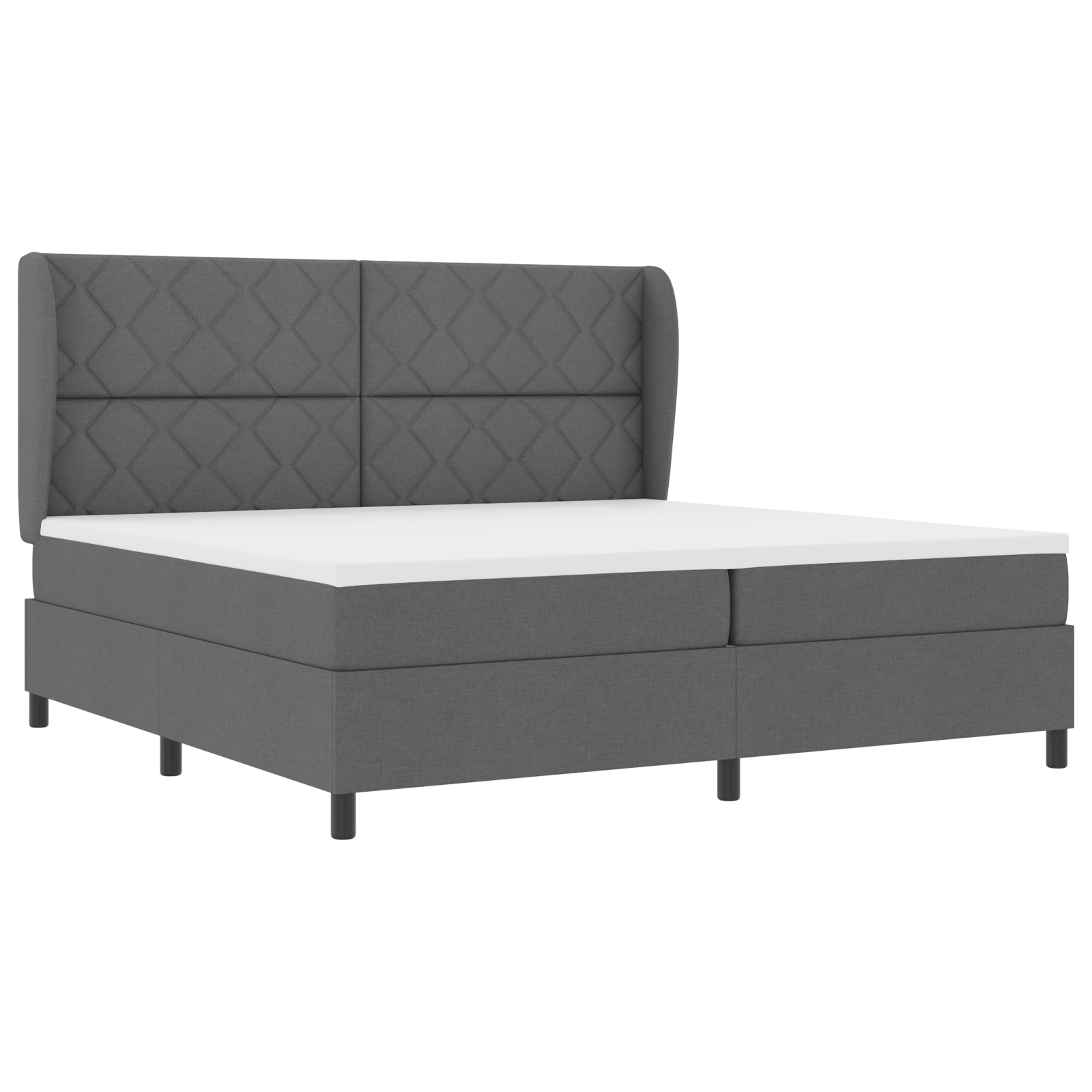 vidaXL Pat cu arcuri cu saltea Gri închis 200 x 200 cm țesătură vidaXL Pat cu arcuri cu saltea Gri închis 200 x 200 cm țesătură