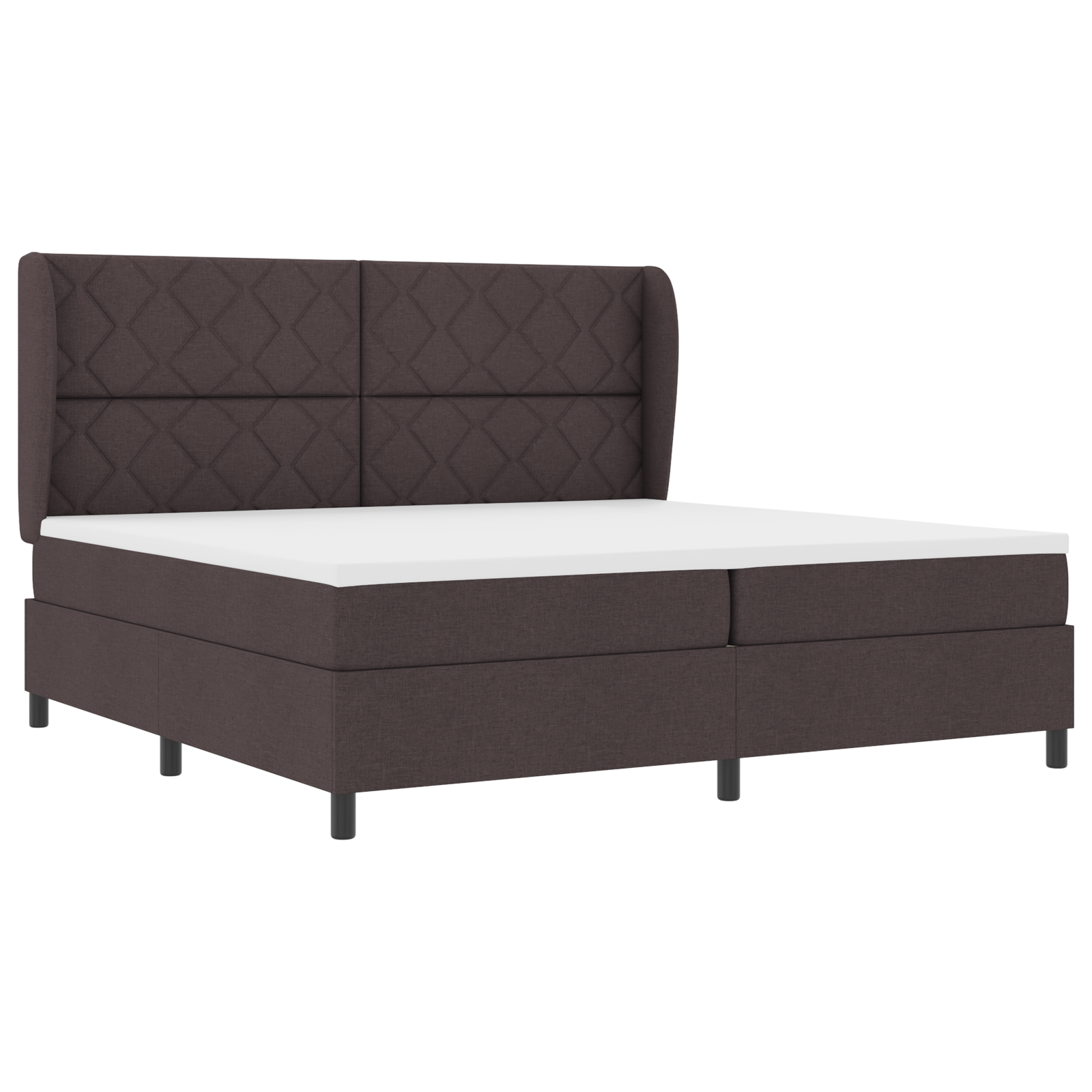 vidaXL Pat cu arcuri cu saltea Maro închis 200 x 200 cm țesătură vidaXL Pat cu arcuri cu saltea Maro închis 200 x 200 cm țesătură