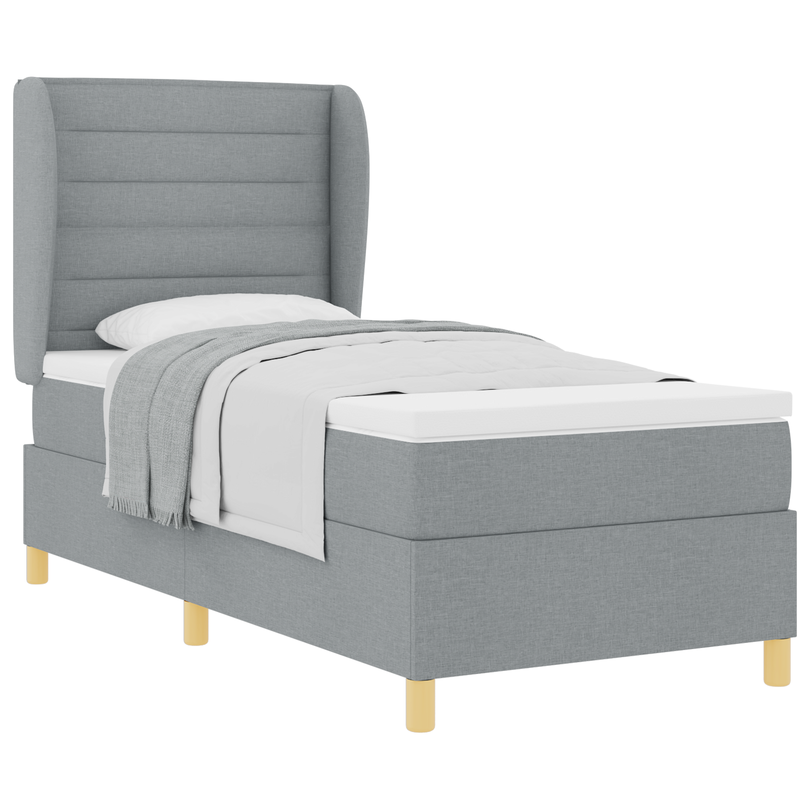 vidaXL Pat cu saltea cu arcuri Gri închis 90x190 cm Gri deschis vidaXL Pat cu saltea cu arcuri Gri închis 90x190 cm Gri deschis
