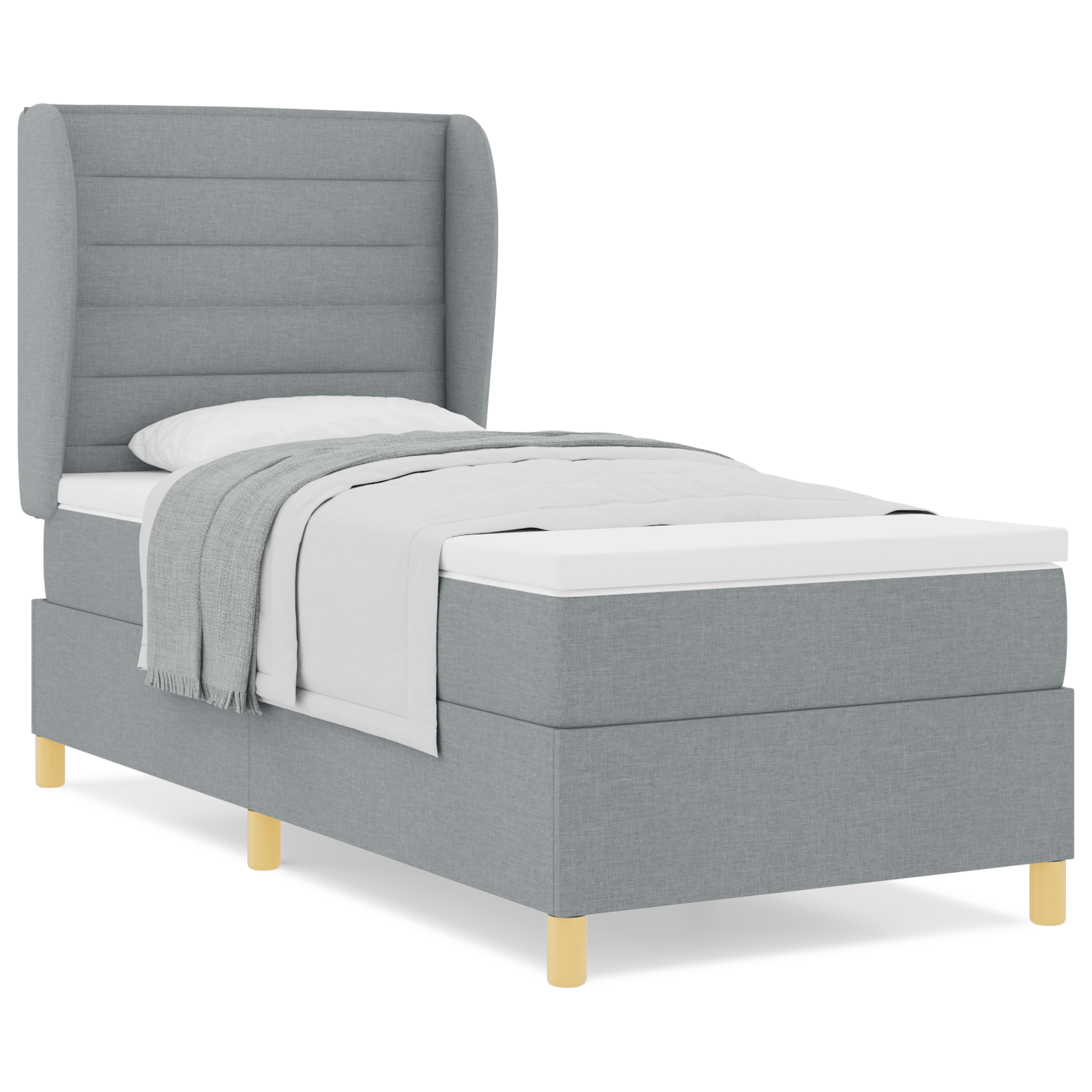 vidaXL Pat cu saltea cu arcuri Gri închis 90x190 cm Gri deschis vidaXL Pat cu saltea cu arcuri Gri închis 90x190 cm Gri deschis