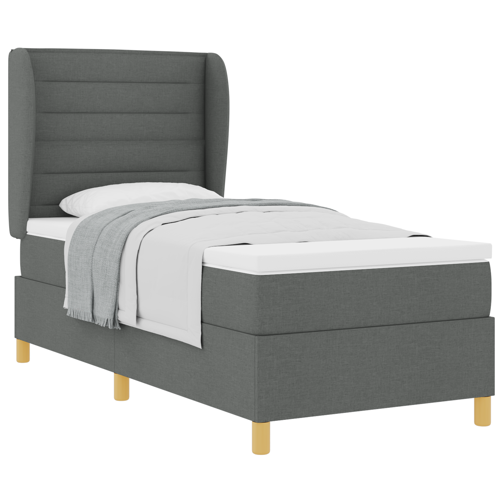 vidaXL Pat cu saltea cu arcuri Gri închis 90x190 cm Gri închis vidaXL Pat cu saltea cu arcuri Gri închis 90x190 cm Gri închis