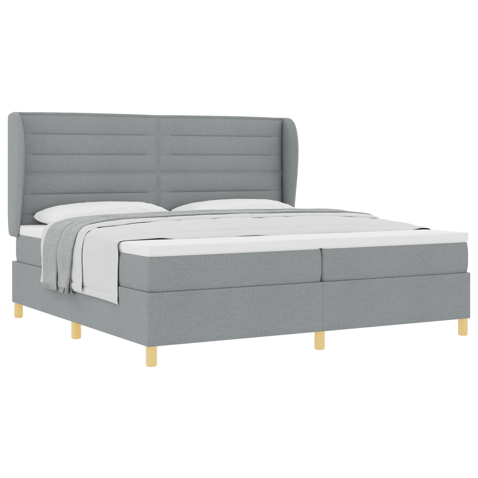vidaXL Pat cu saltea cu arcuri Gri închis 90x190 cm Gri deschis vidaXL Pat cu saltea cu arcuri Gri închis 90x190 cm Gri deschis