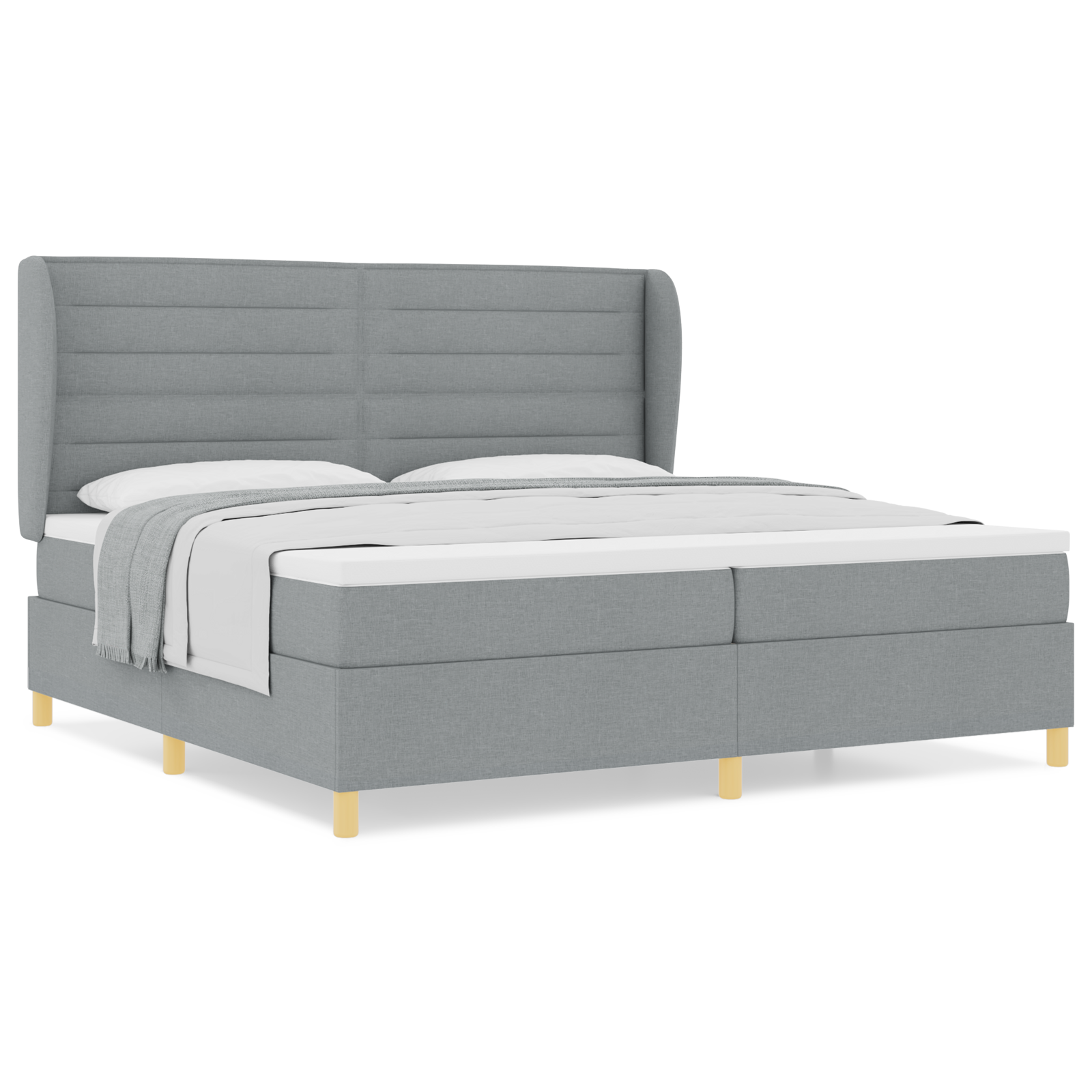 vidaXL Pat cu saltea cu arcuri Gri închis 90x190 cm Gri deschis vidaXL Pat cu saltea cu arcuri Gri închis 90x190 cm Gri deschis
