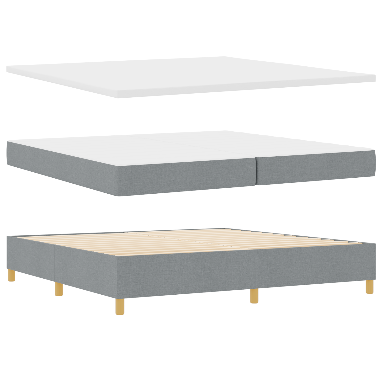 vidaXL Pat cu saltea cu arcuri Gri închis 90x190 cm Gri deschis vidaXL Pat cu saltea cu arcuri Gri închis 90x190 cm Gri deschis