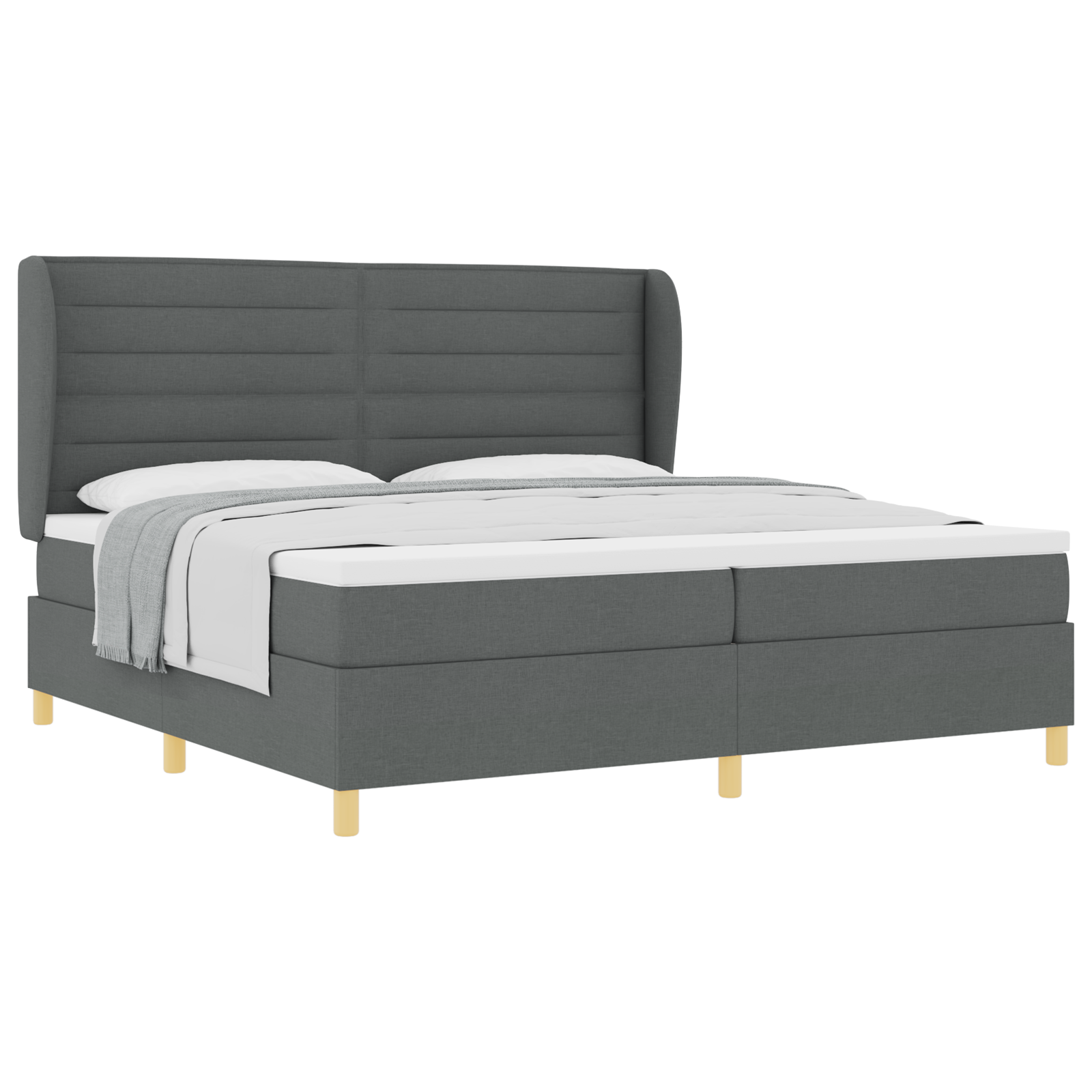 vidaXL Pat cu saltea cu arcuri Gri închis 90x190 cm Gri închis vidaXL Pat cu saltea cu arcuri Gri închis 90x190 cm Gri închis