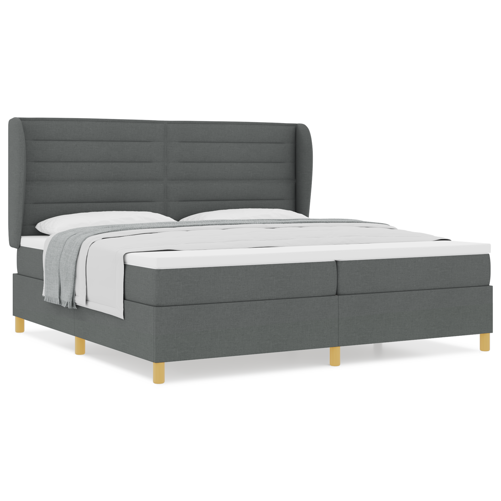 vidaXL Pat cu saltea cu arcuri Gri închis 90x190 cm Gri închis vidaXL Pat cu saltea cu arcuri Gri închis 90x190 cm Gri închis