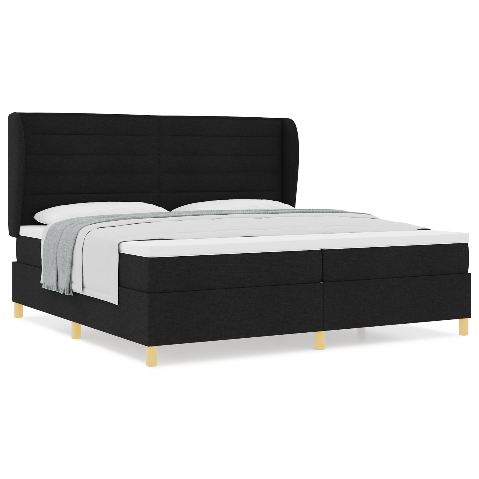 vidaXL Pat cu saltea cu arcuri Gri închis 90x190 cm Negru 200 x 200 cm vidaXL Pat cu saltea cu arcuri Gri închis 90x190 cm Negru 200 x 200 cm
