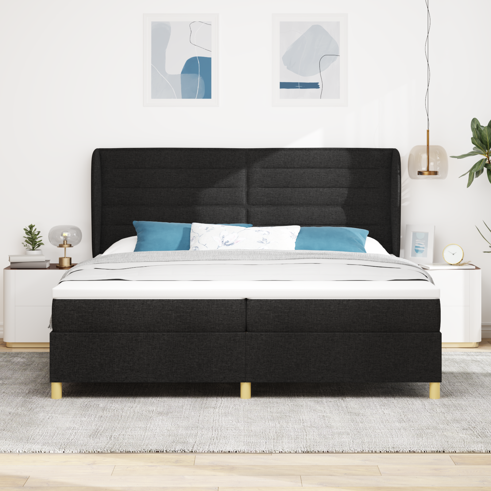vidaXL Pat cu saltea cu arcuri Gri închis 90x190 cm Negru 200 x 200 cm vidaXL Pat cu saltea cu arcuri Gri închis 90x190 cm Negru 200 x 200 cm