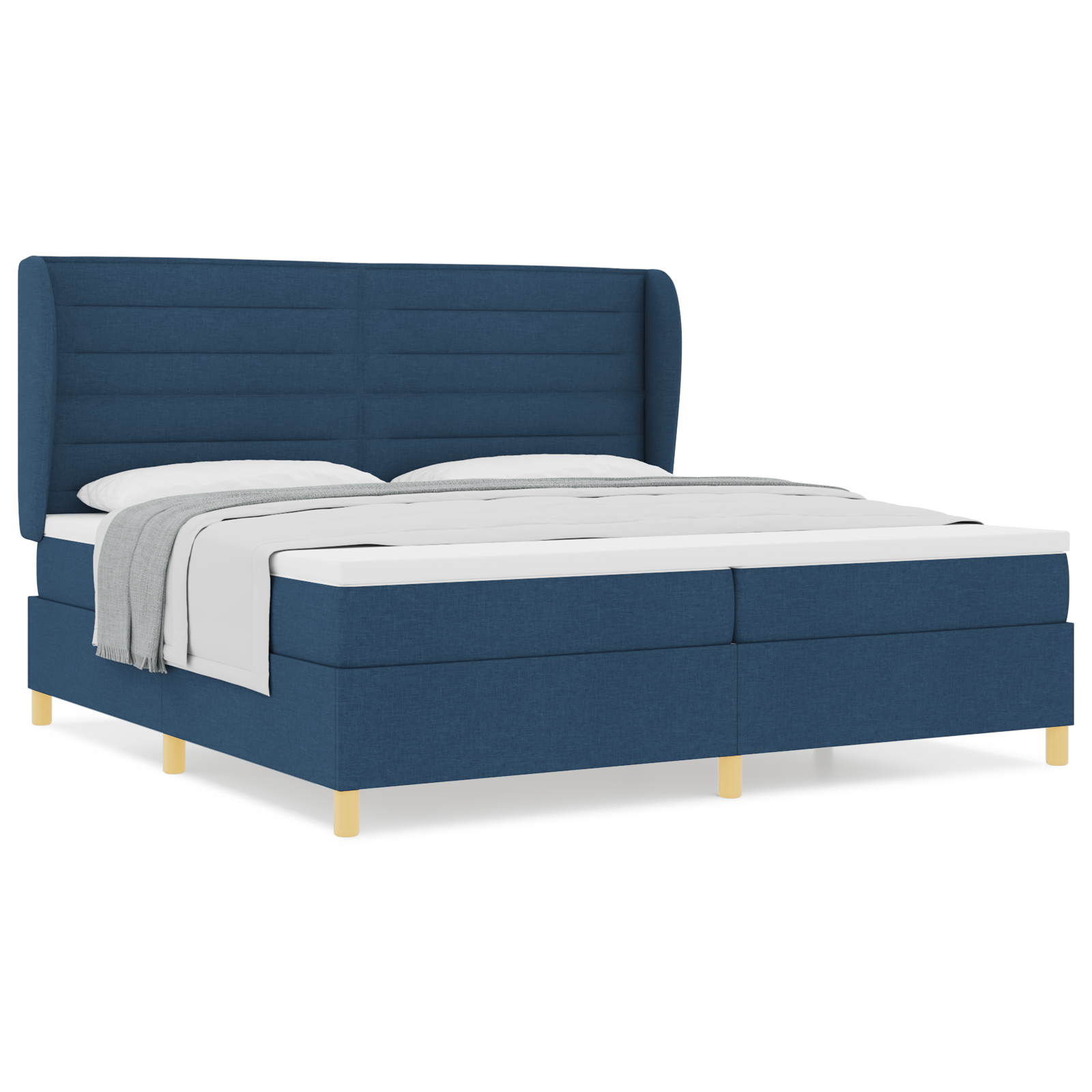 vidaXL Pat cu saltea cu arcuri Gri închis 90x190 cm cu saltea albastru vidaXL Pat cu saltea cu arcuri Gri închis 90x190 cm cu saltea albastru