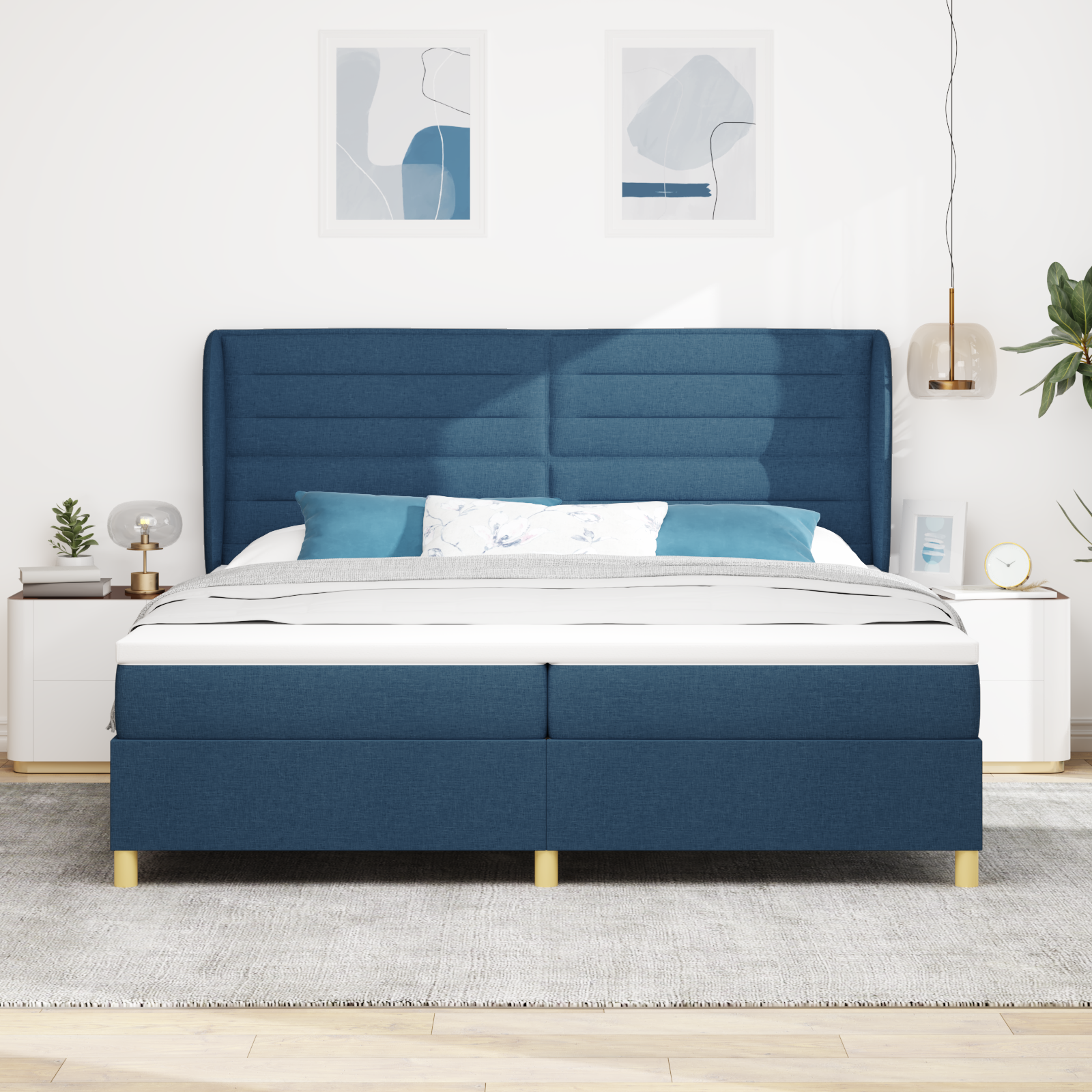 vidaXL Pat cu saltea cu arcuri Gri închis 90x190 cm cu saltea albastru vidaXL Pat cu saltea cu arcuri Gri închis 90x190 cm cu saltea albastru