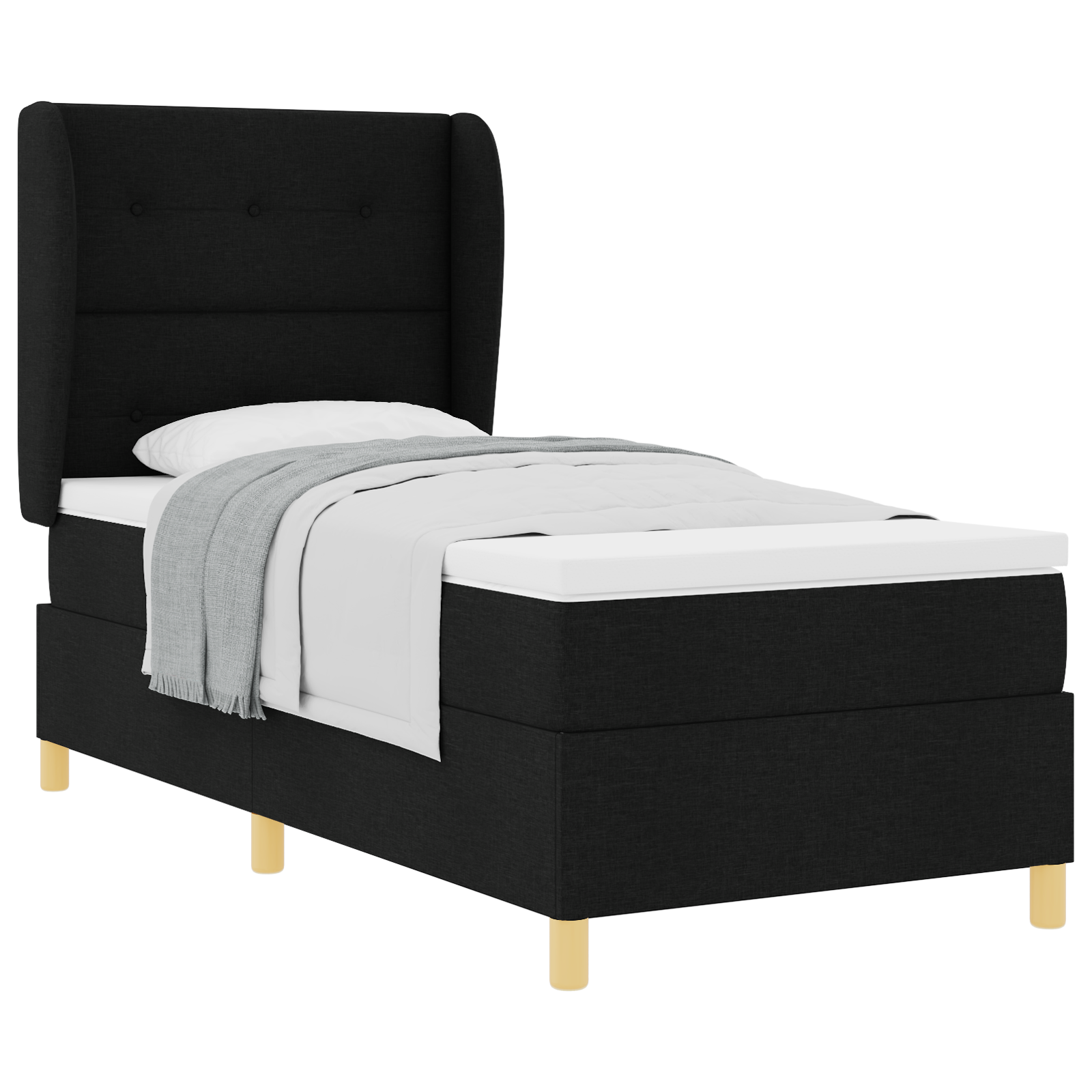 vidaXL Pat cu saltea cu arcuri Gri închis 90x190 cm Negru 80 x 200 cm vidaXL Pat cu saltea cu arcuri Gri închis 90x190 cm Negru 80 x 200 cm