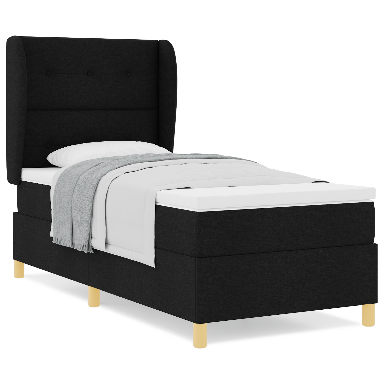 vidaXL Pat cu saltea cu arcuri Gri închis 90x190 cm Negru 80 x 200 cm vidaXL Pat cu saltea cu arcuri Gri închis 90x190 cm Negru 80 x 200 cm