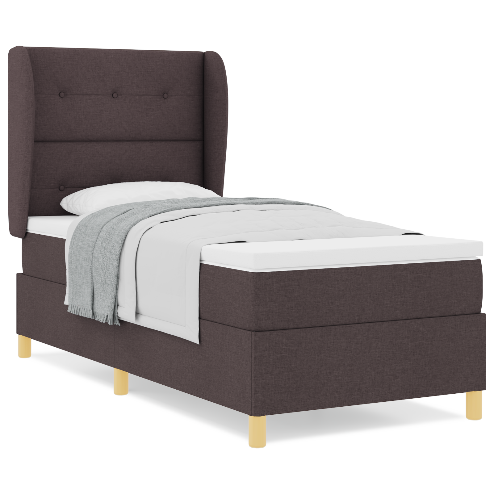 vidaXL Pat cu saltea cu arcuri Gri închis 90x190 cm Maro închis vidaXL Pat cu saltea cu arcuri Gri închis 90x190 cm Maro închis